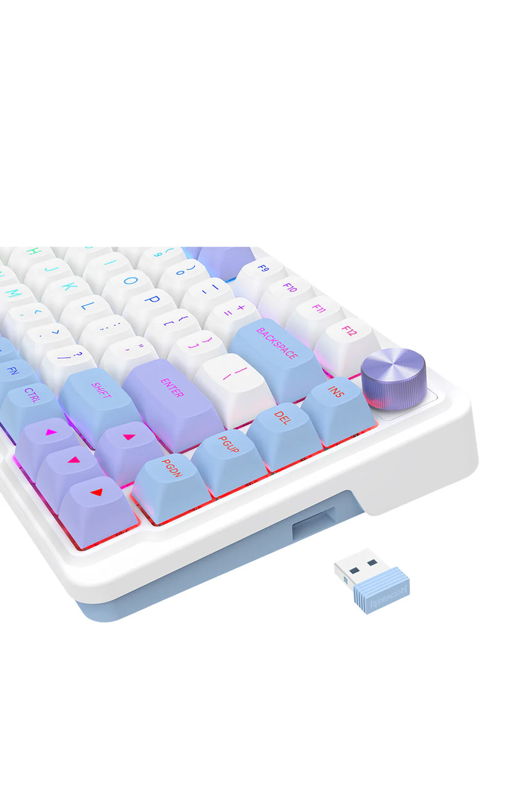 Redragon K673WBP RGB Max White Purple 75% Gasket Wireless Mechanical Keyboard - Image 8
