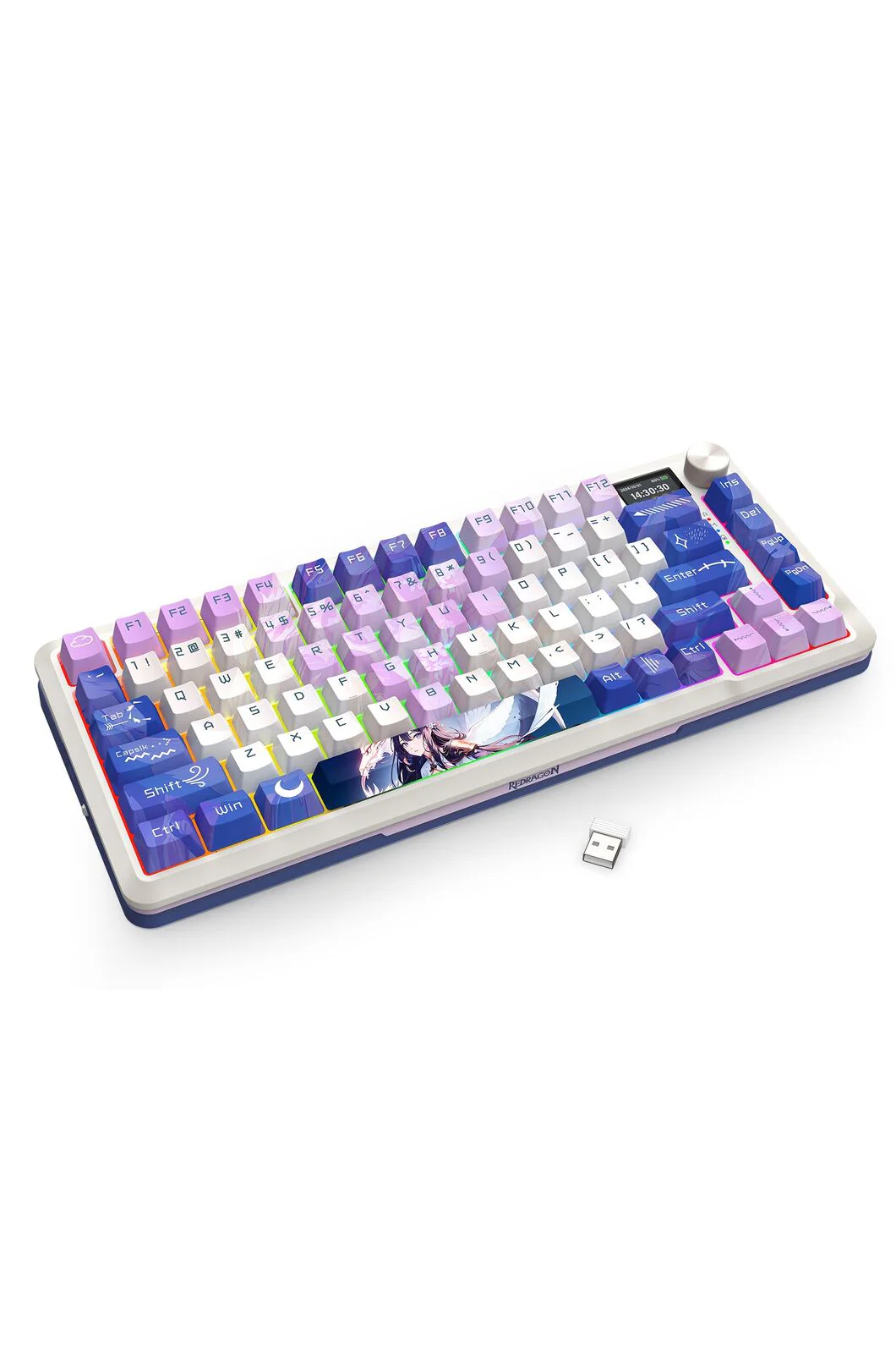 Redragon K708AK-RGB Pro Fleact Purple 75% LCD Mechanical Keyboard - Image 4