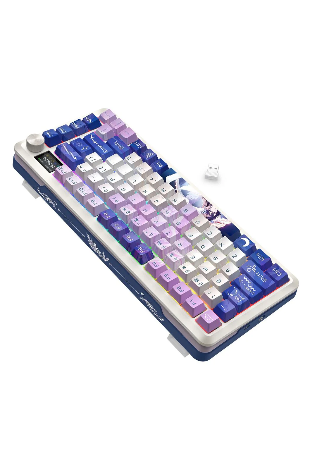 Redragon K708AK-RGB Pro Fleact Purple 75% LCD Mechanical Keyboard - Image 5
