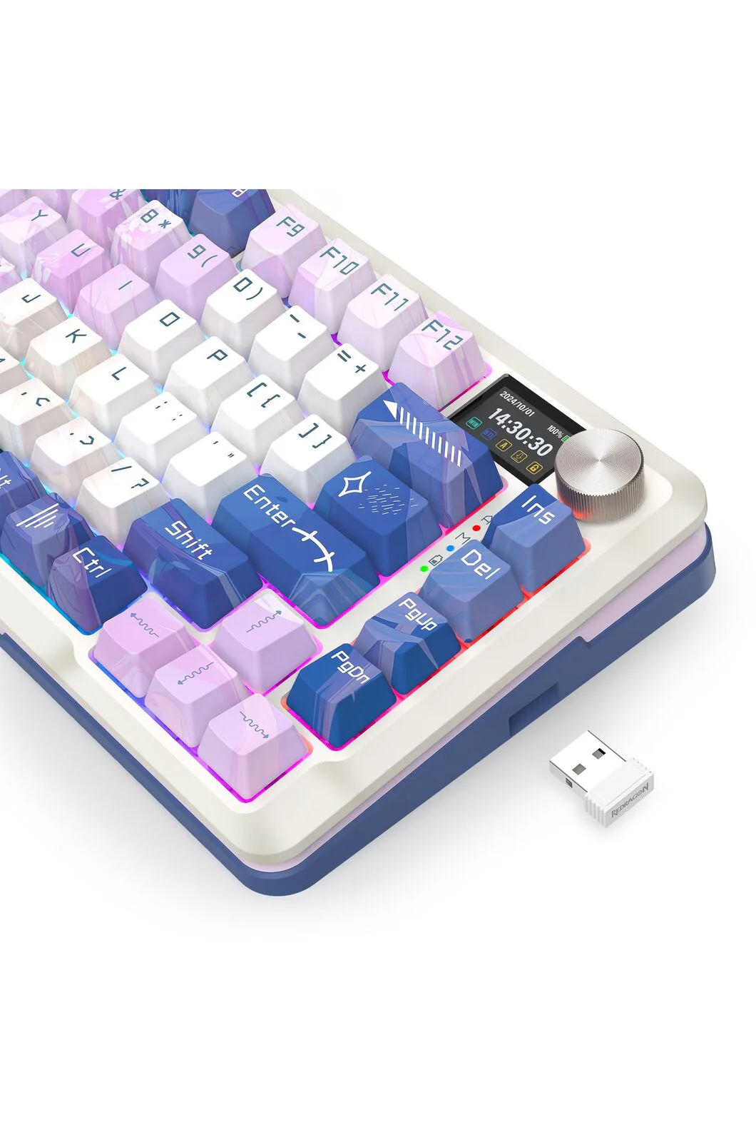 Redragon K708AK-RGB Pro Fleact Purple 75% LCD Mechanical Keyboard - Image 8