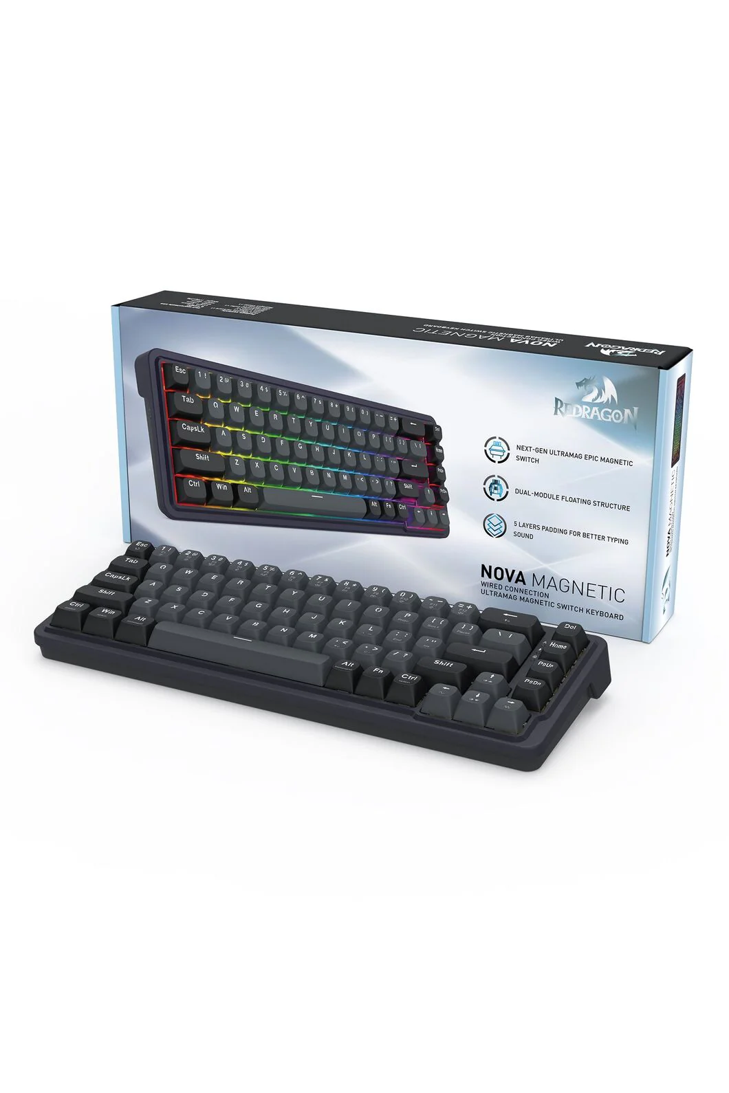 Redragon K709GB RGB M 68% UltraMag Rapid Trigger Magnetic Mechanical Keyboard - Image 9