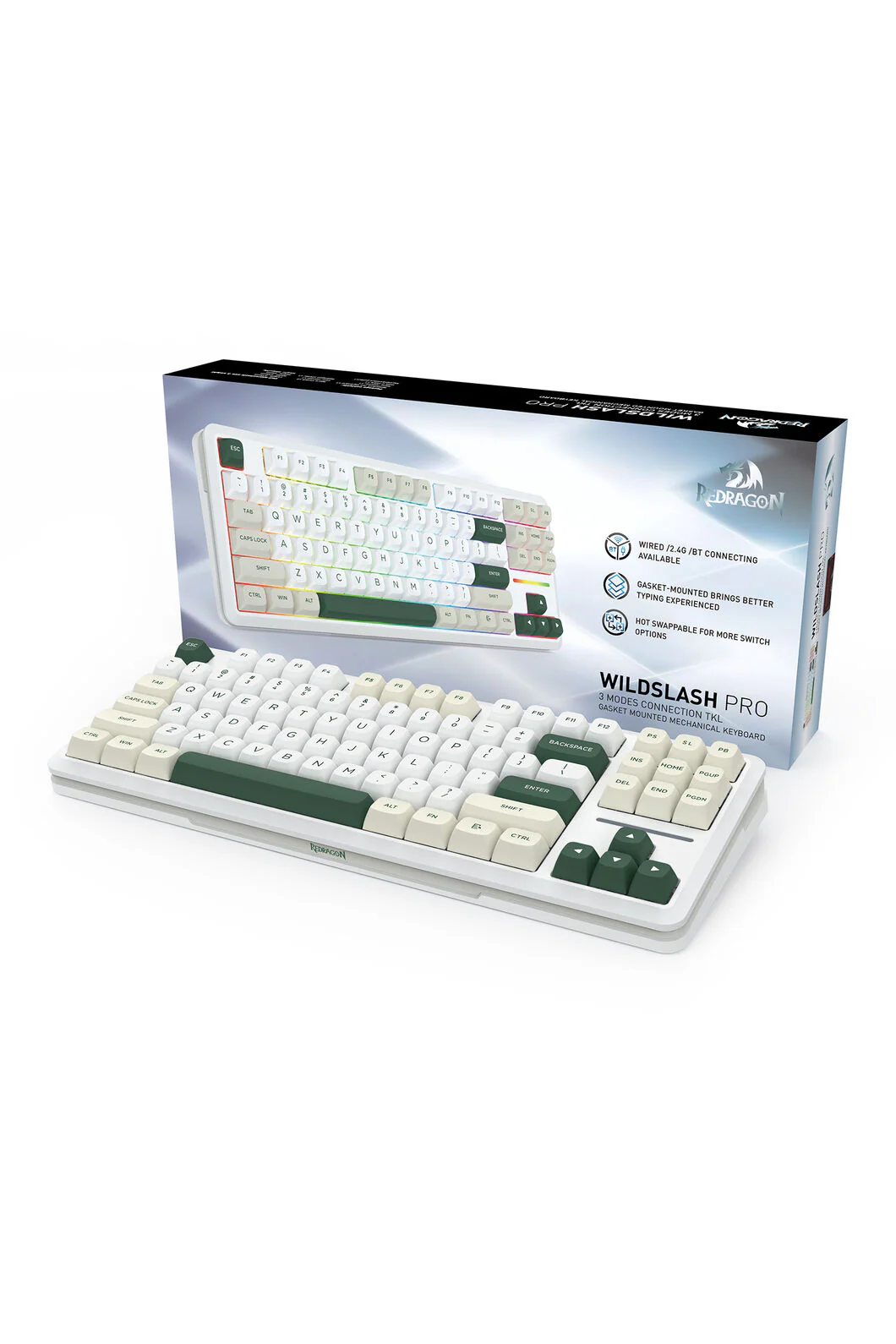 Redragon K734WCG RGB Pro Wildslash White TKL Gasket Wireless Mechanical Keyboard - Image 10