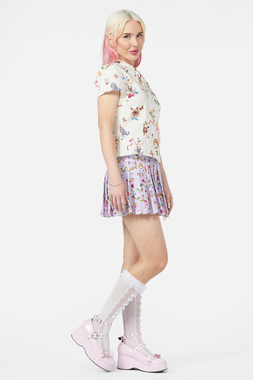 Kitsch Kitty Print Blouse - Image 3