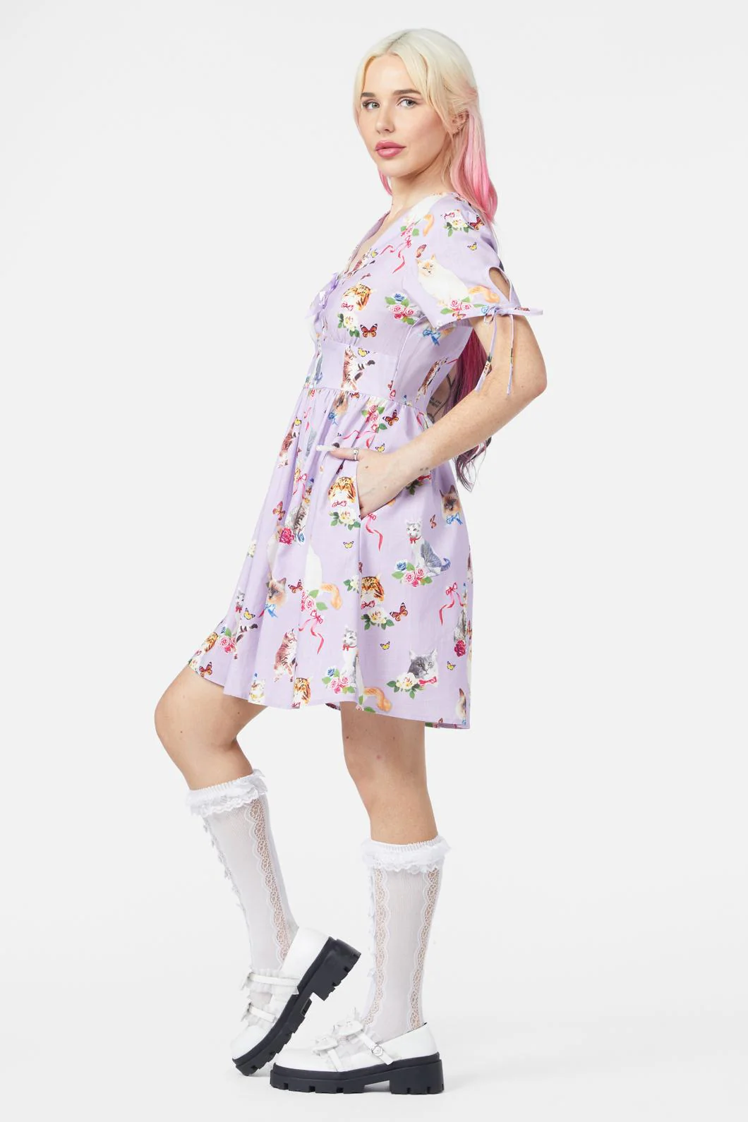 Kitsch Kitty Print Dress - Image 3