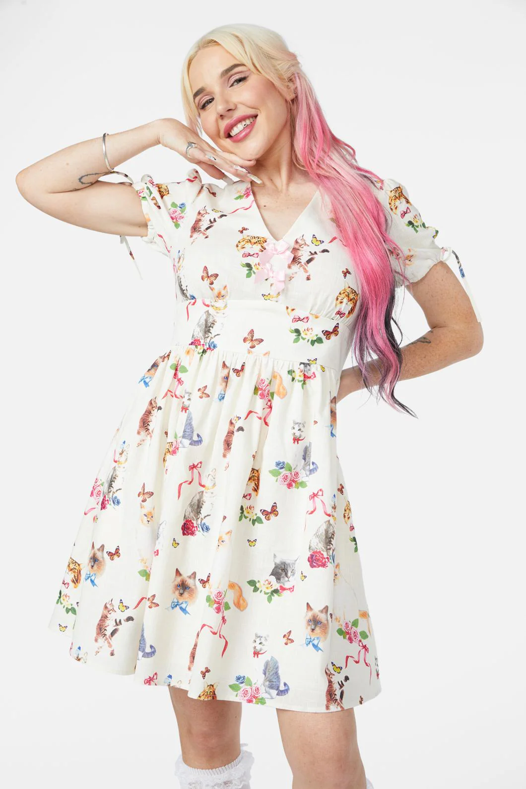 Kitsch Kitty Print Dress - Image 6