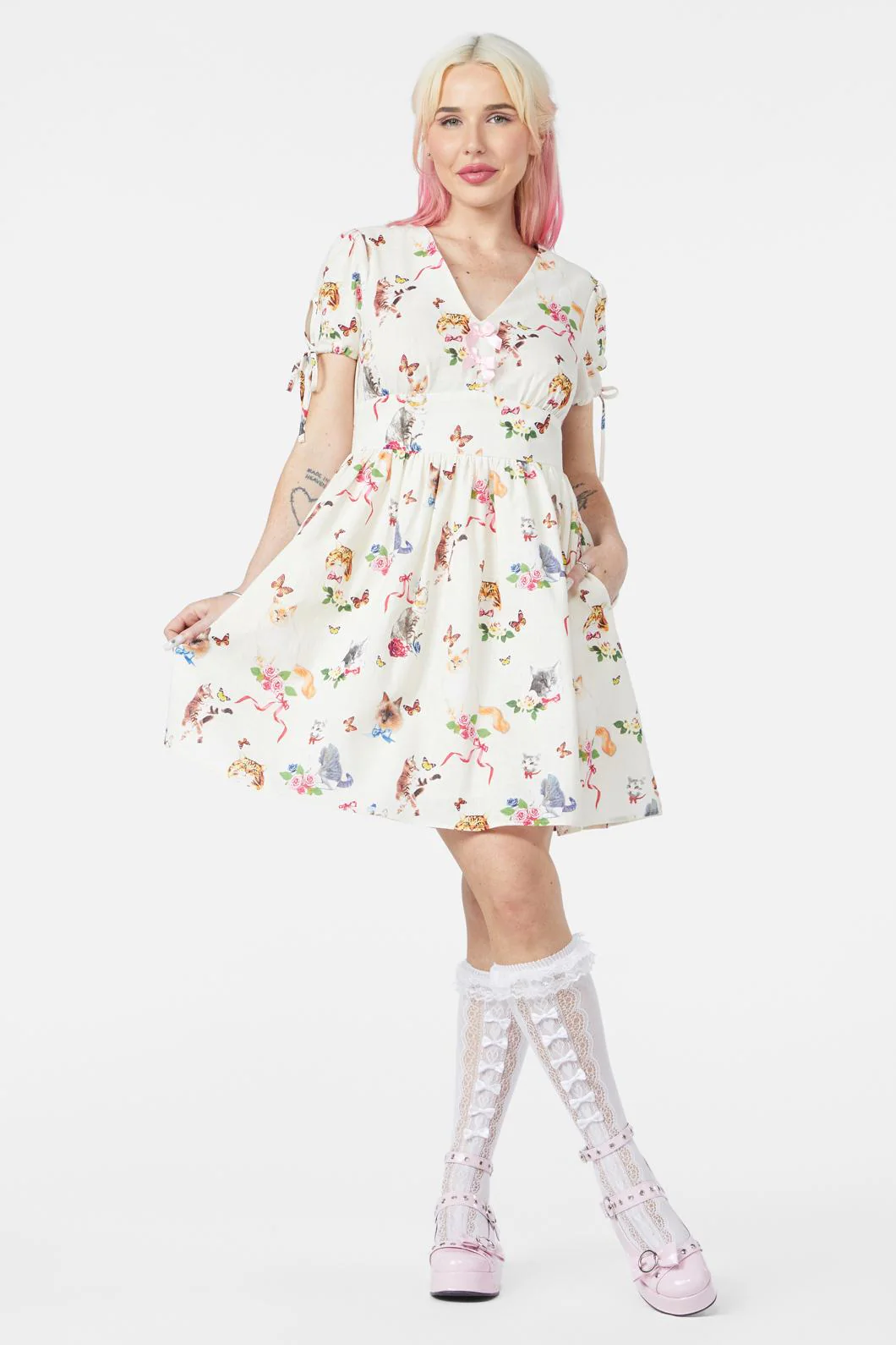 Kitsch Kitty Print Dress - Image 7