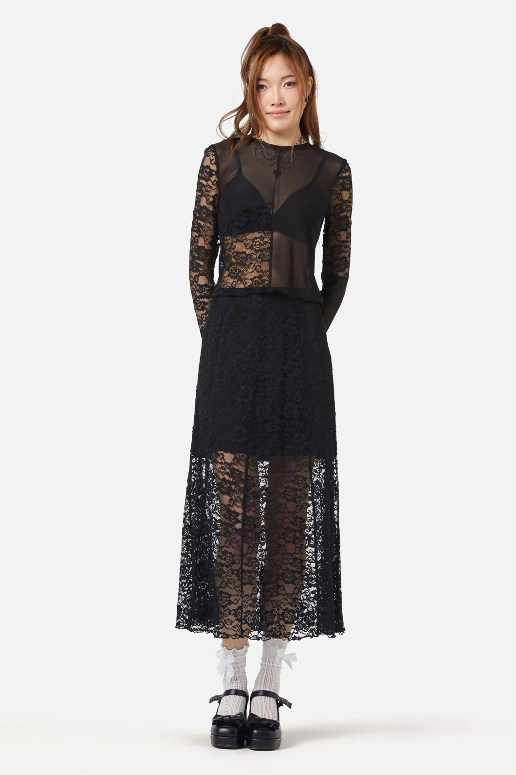 Lace Splice Mesh Top - Image 2