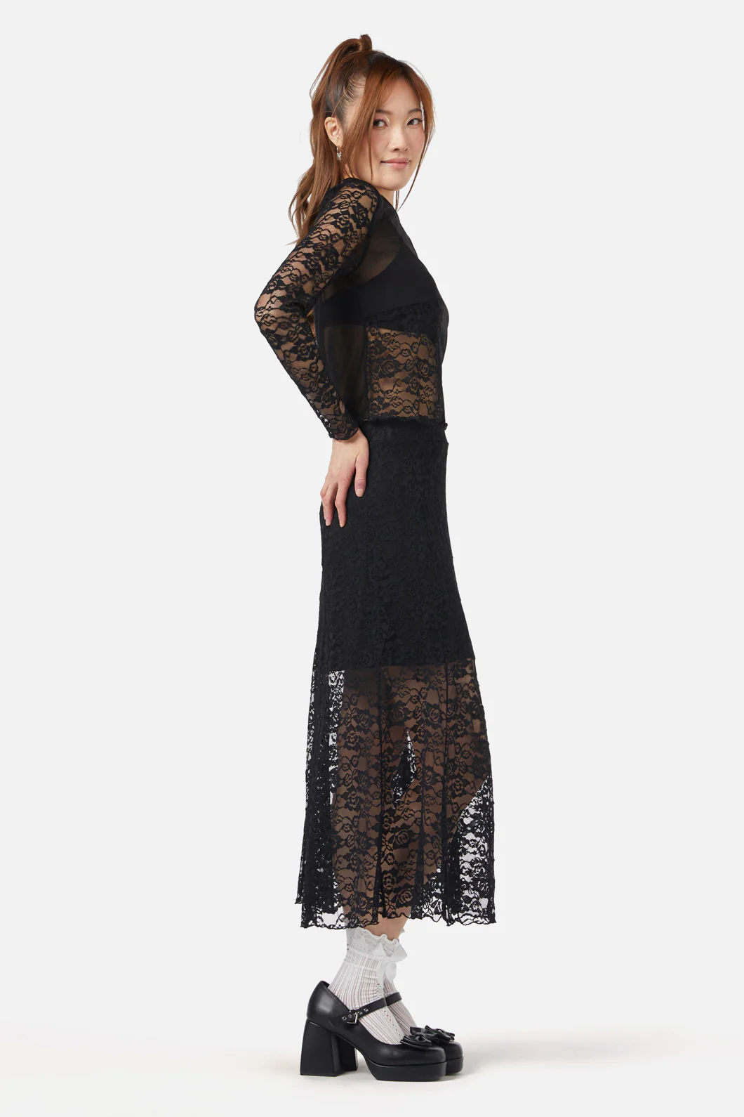 Lace Splice Mesh Top - Image 3