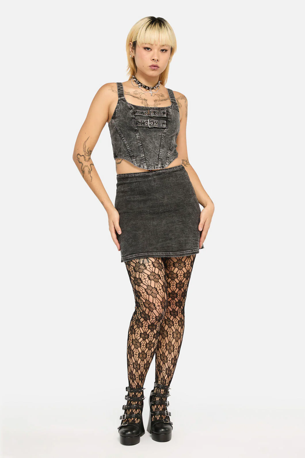 Laneway Acid Wash Belt Corset Top - Image 5