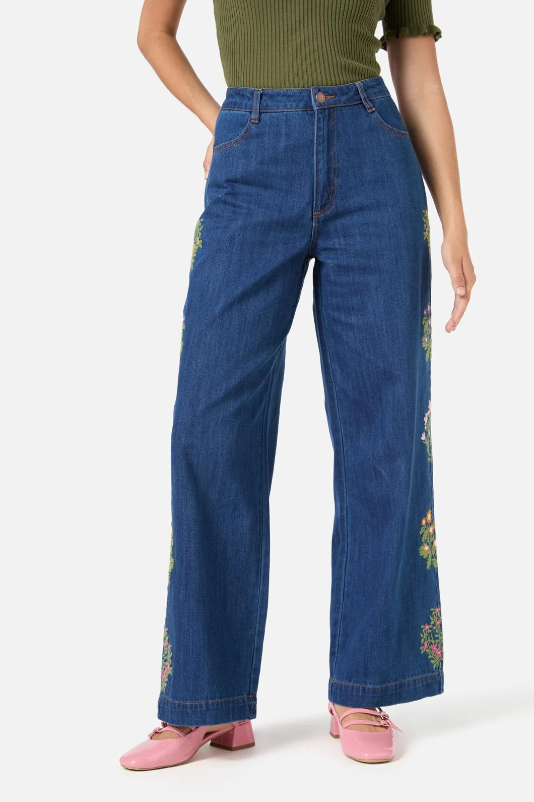Lattice Embroidered Jean - Image 2