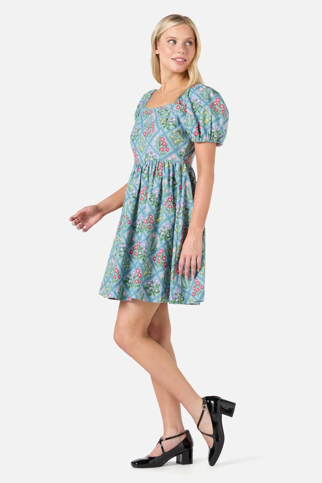 Lattice Floral Mini Dress - Image 4