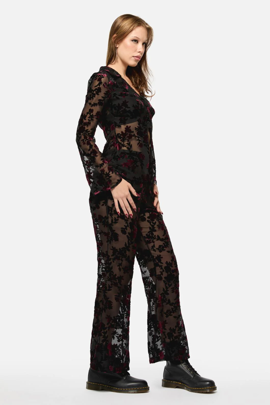Lush Burnout Velvet Blouse - Image 3