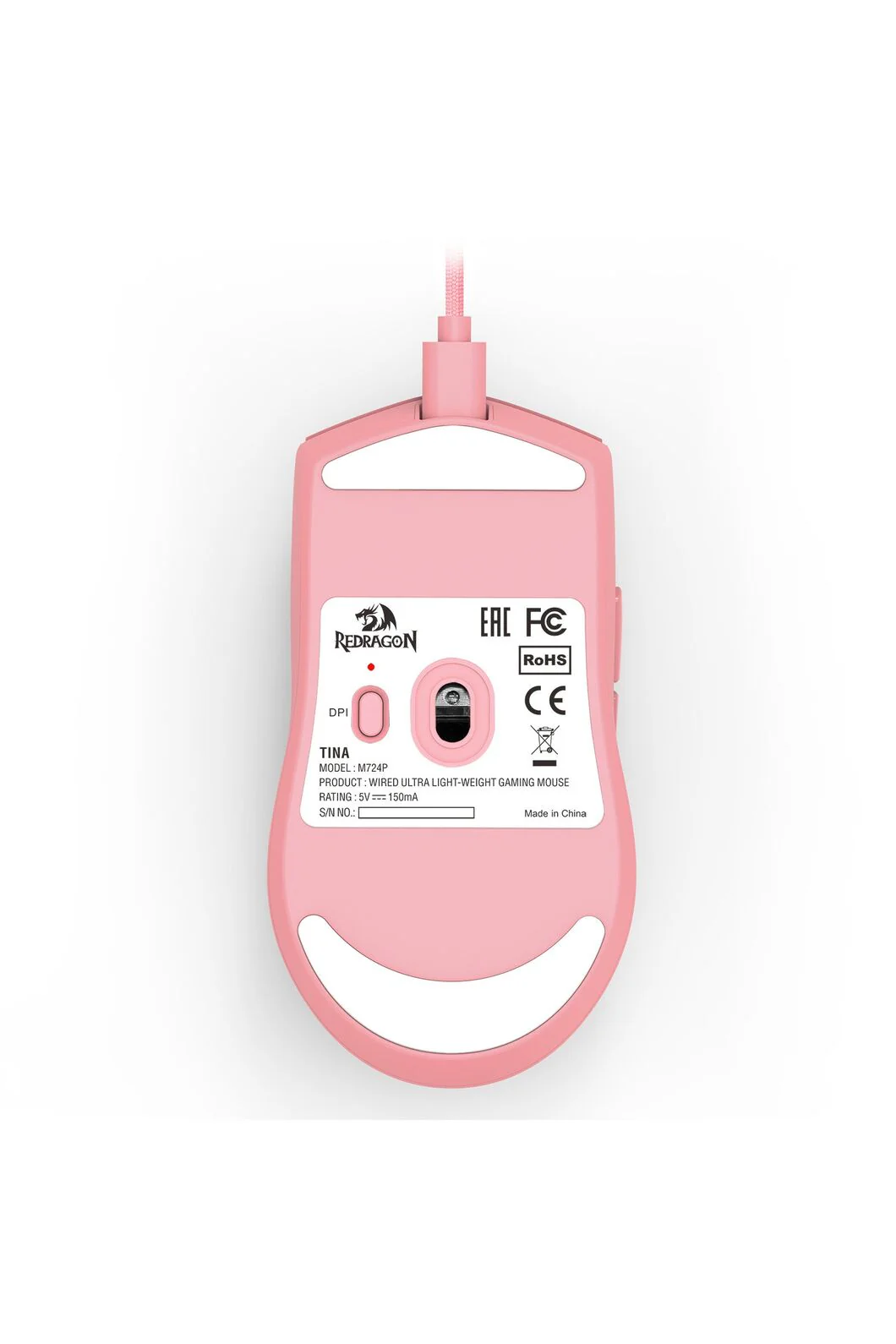 Redragon M724P Throne Pink Ultra-Light 42g Wired 12400 DPI Gaming Mouse - Image 9