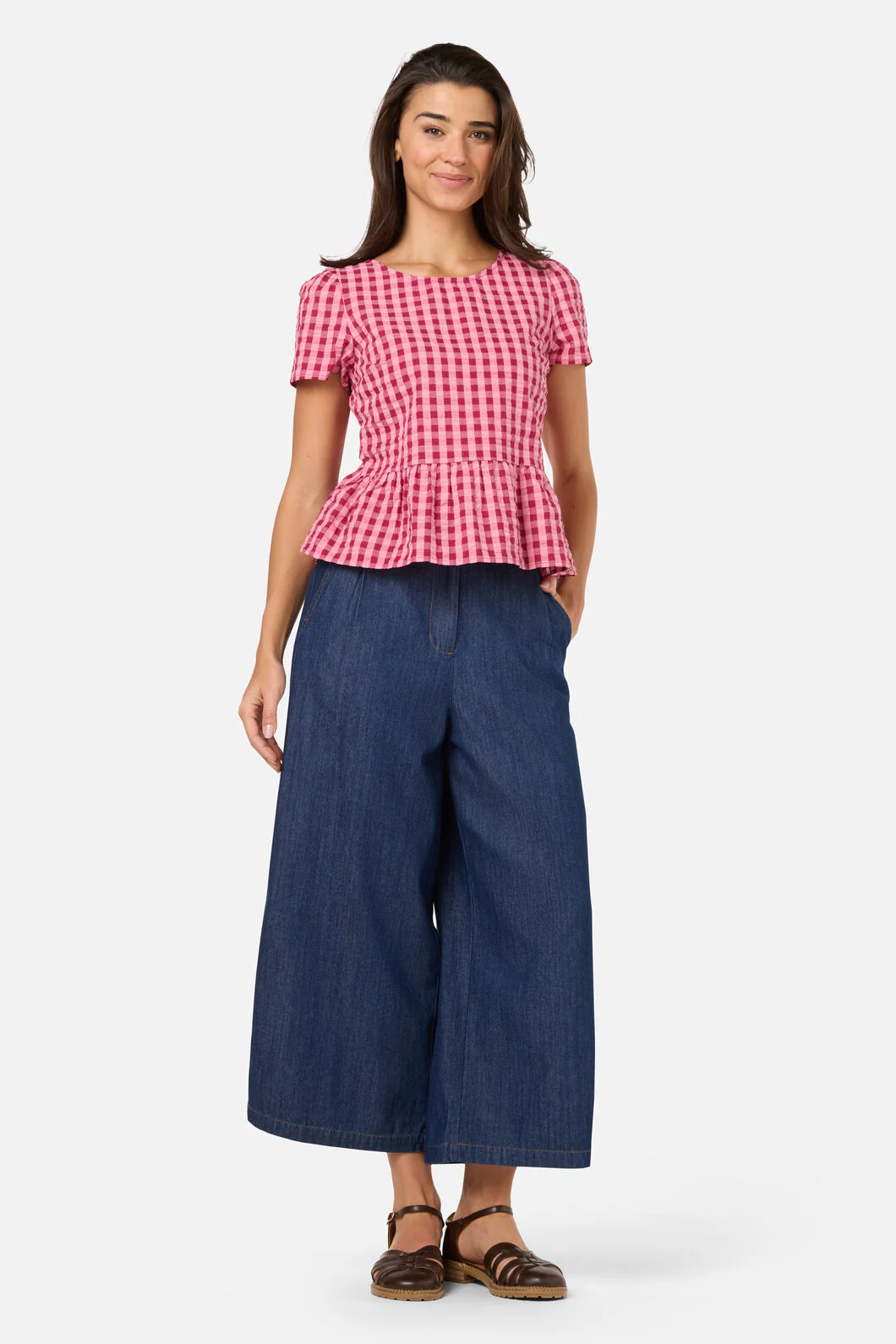 Margot Check Short Sleeve Top - Image 2
