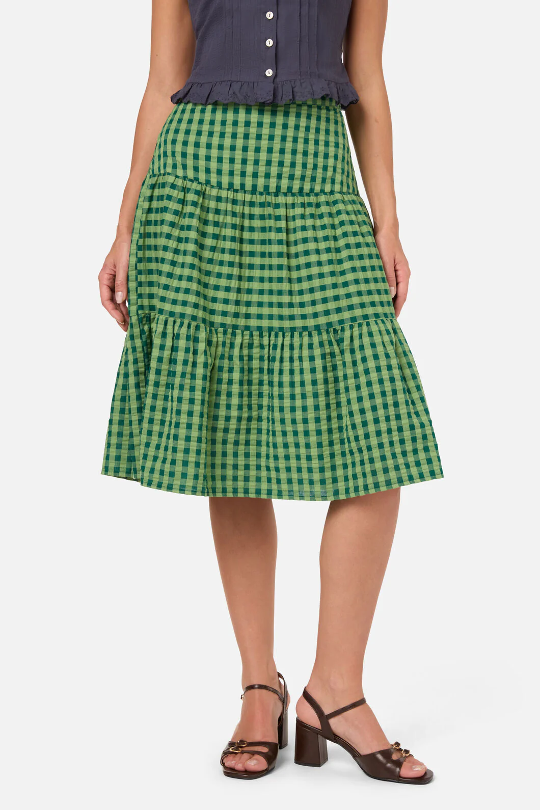 Margot Check Tiered Skirt - Image 2