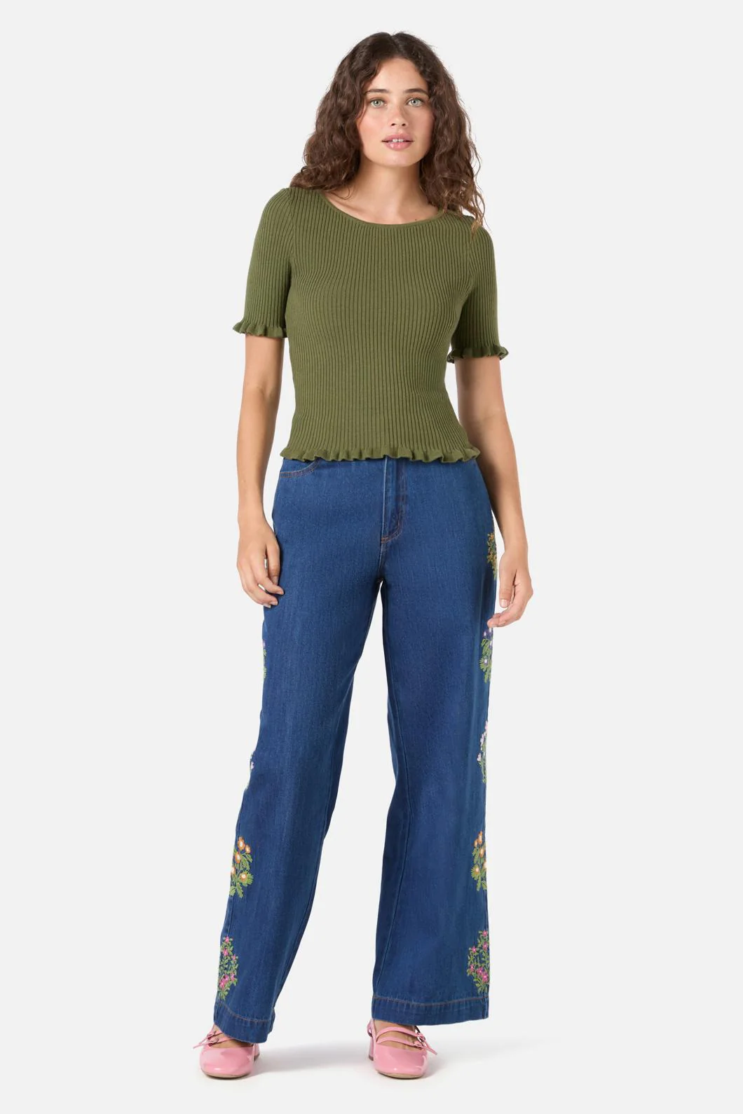 Maya Ruffle Rib Knit Top - Image 2