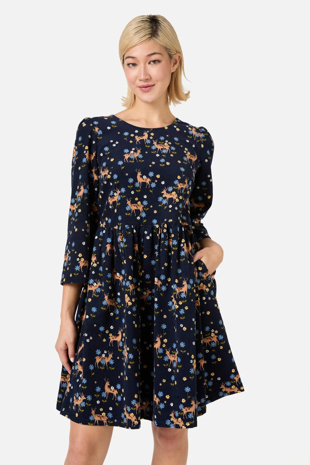 Meadow Deer Cord Sleeved Dress - Image 2