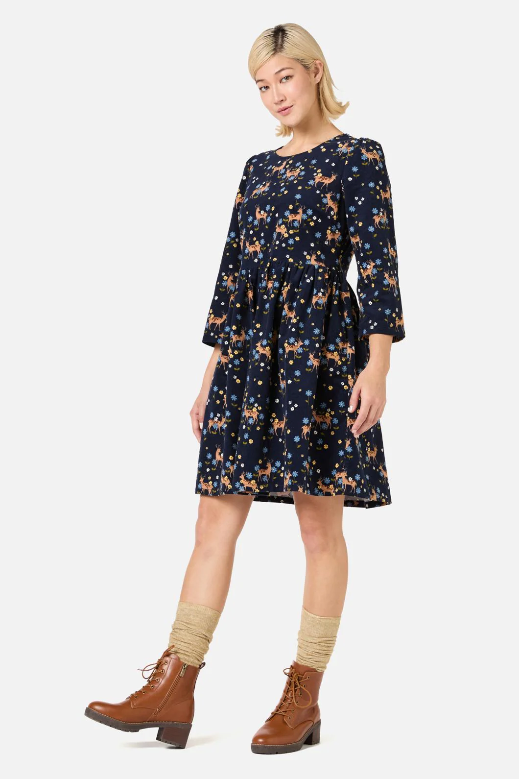 Meadow Deer Cord Sleeved Dress - Image 3