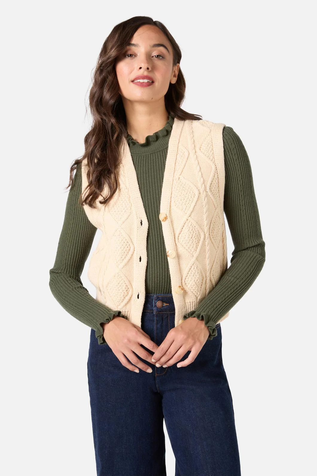 Milena Cable Knit Vest - Image 7