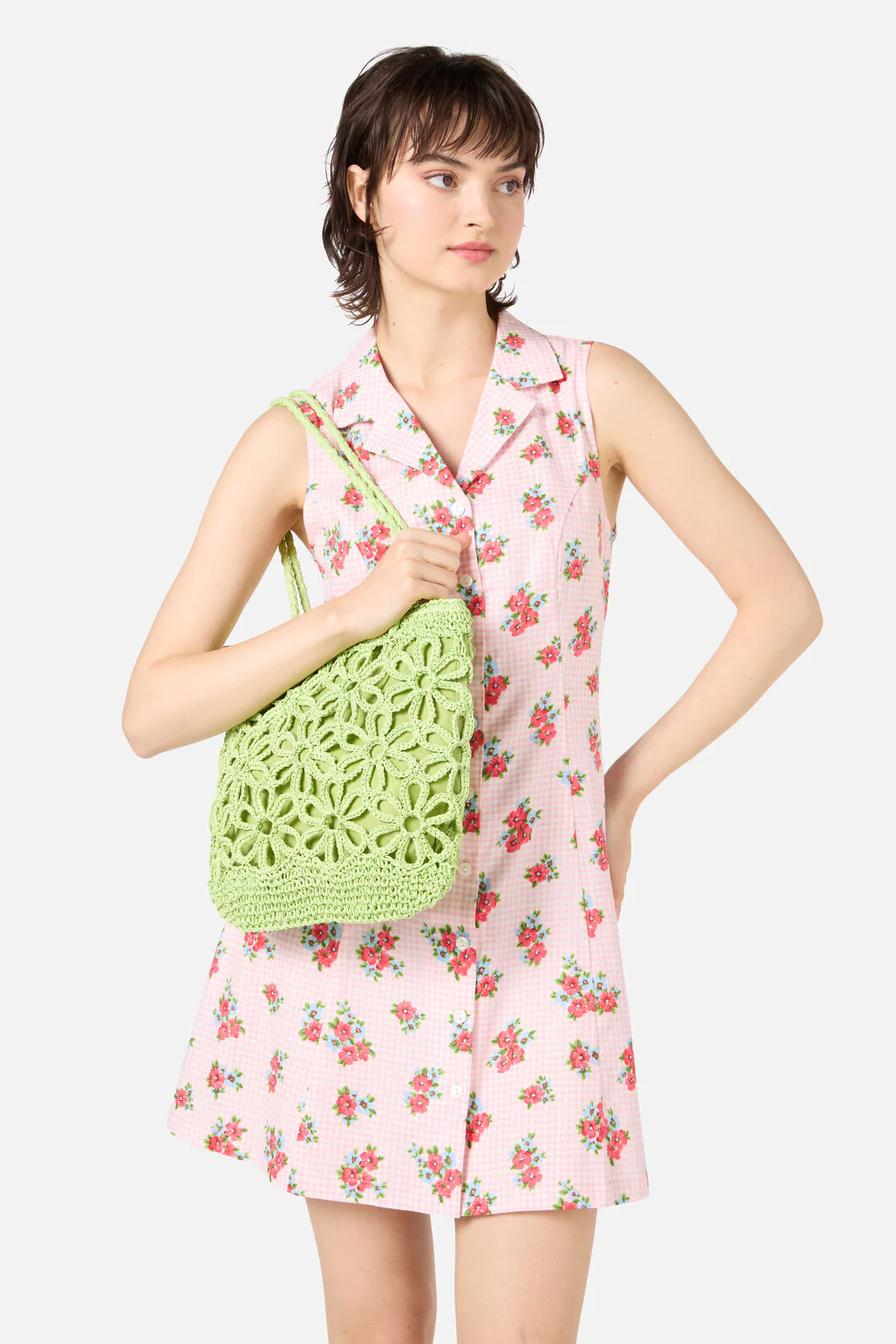Mint Flower Straw Bag - Image 2