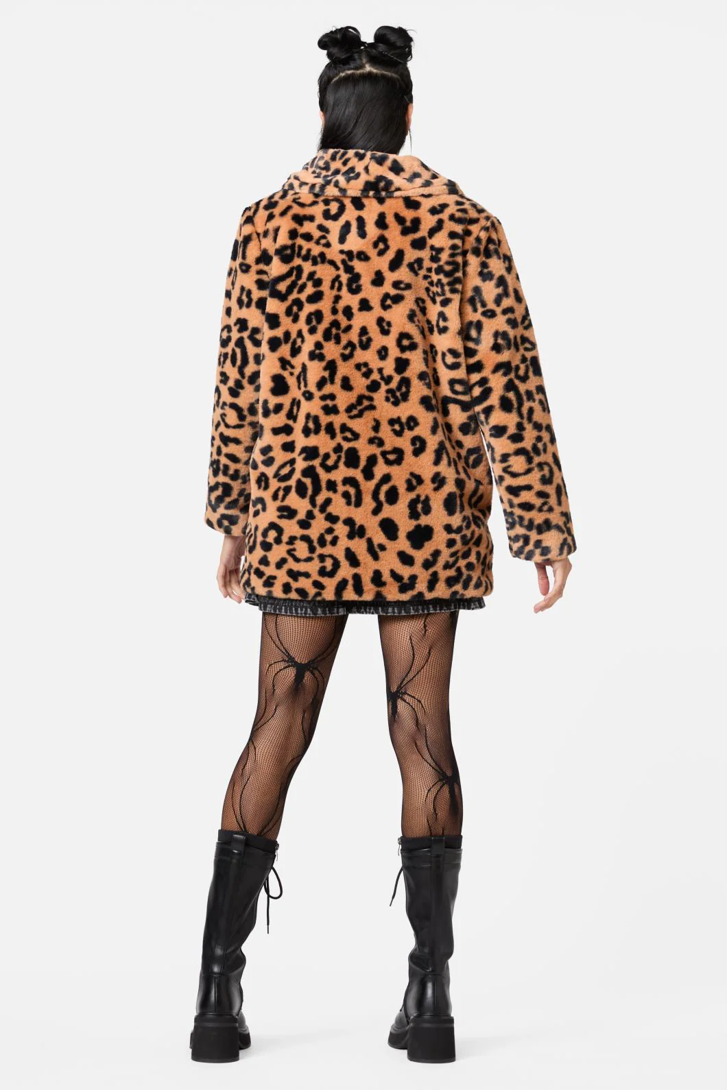 Moggy Faux Fur Leopard Coat - Image 3