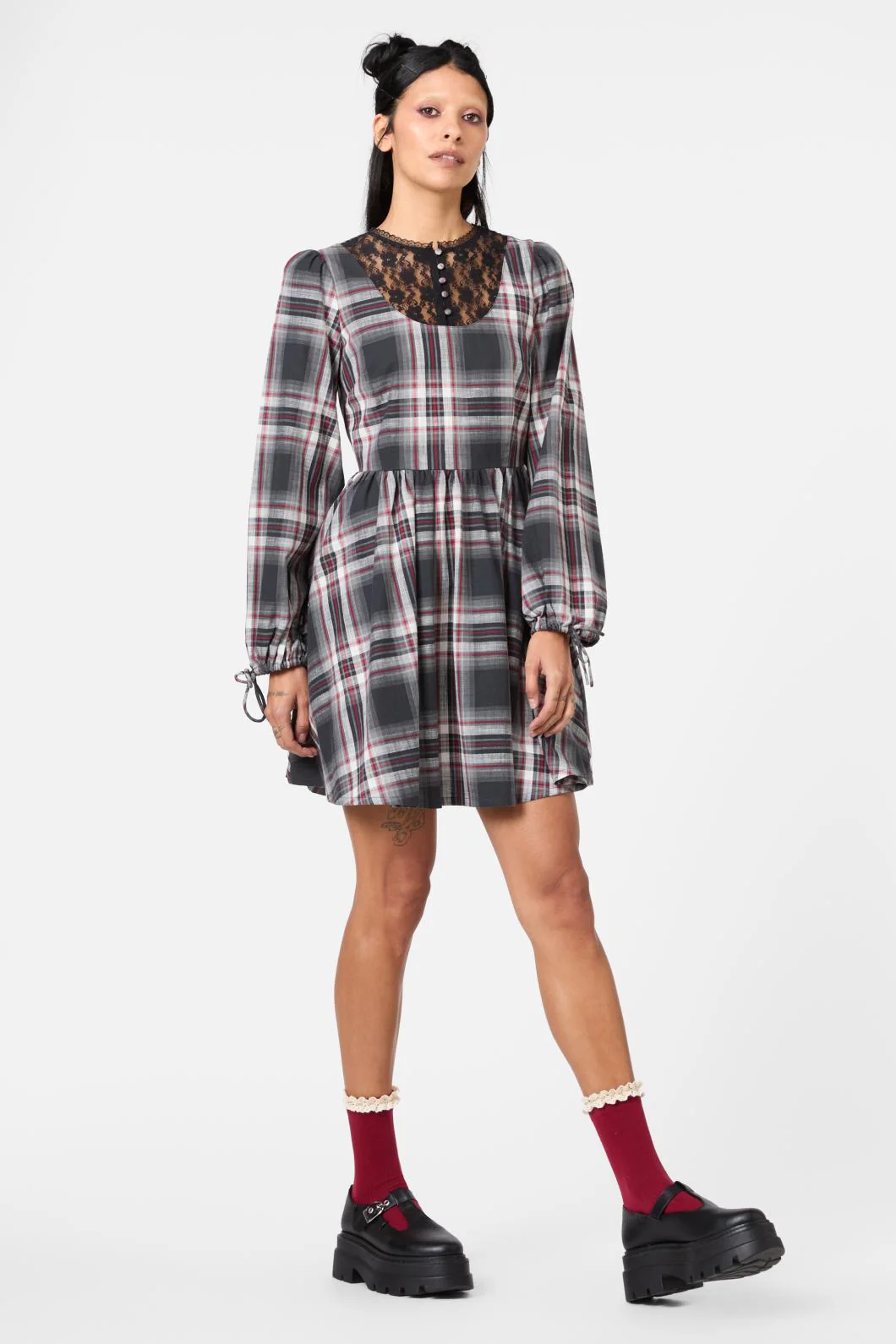 Moggy Tartan Long Sleeve Dress - Image 2