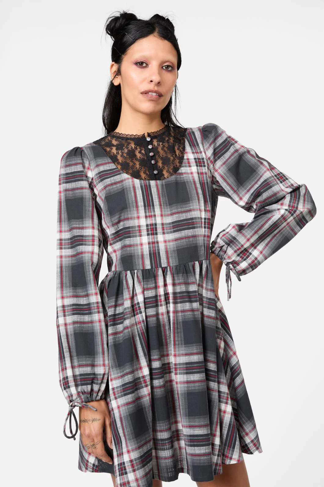 Moggy Tartan Long Sleeve Dress - Image 4
