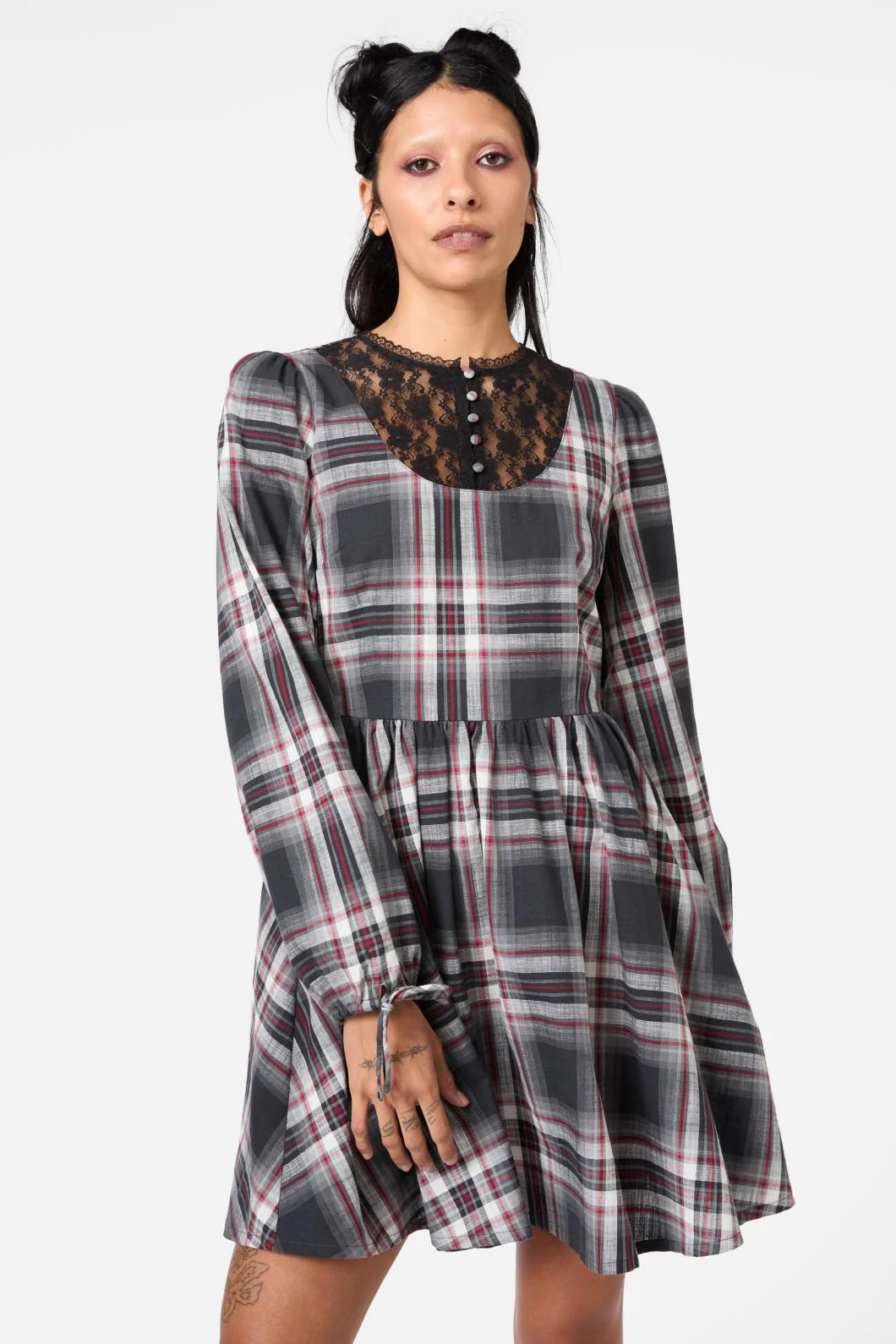 Moggy Tartan Long Sleeve Dress - Image 5