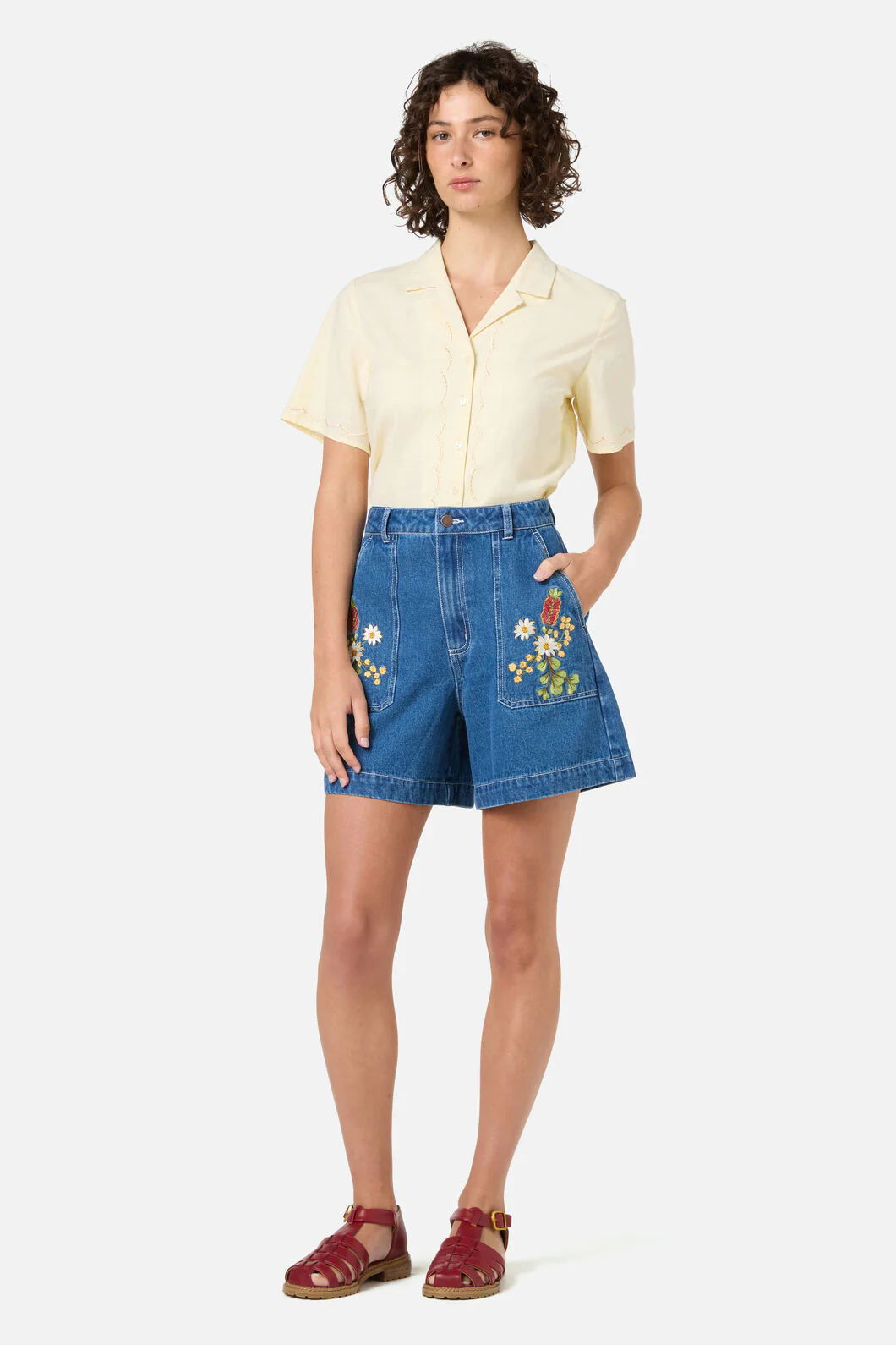Native Flora Embroidered Short
