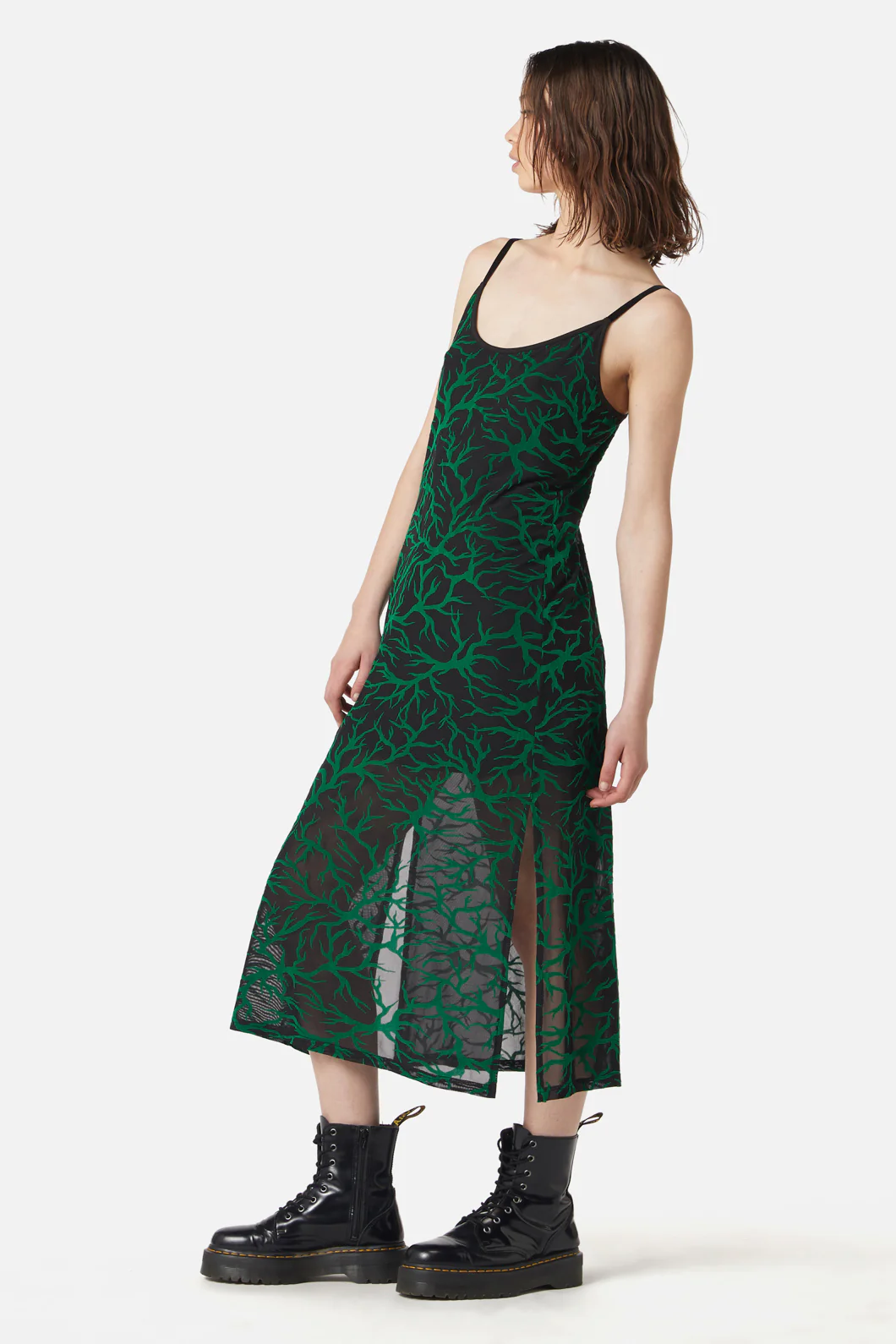 Neglected Flocked Mesh Midi Dress - Image 4