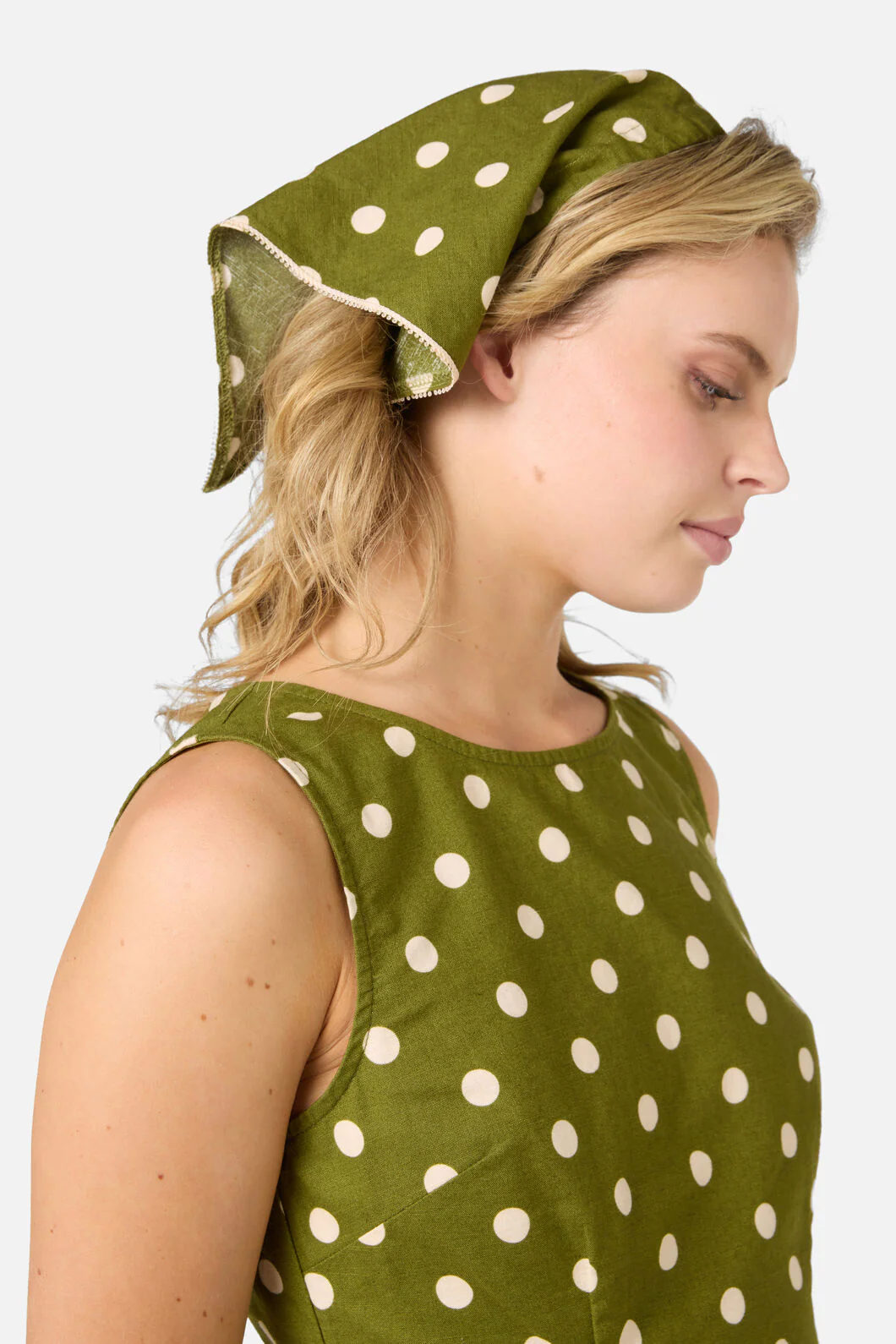 Olive Spot Head Scarf - Image 2