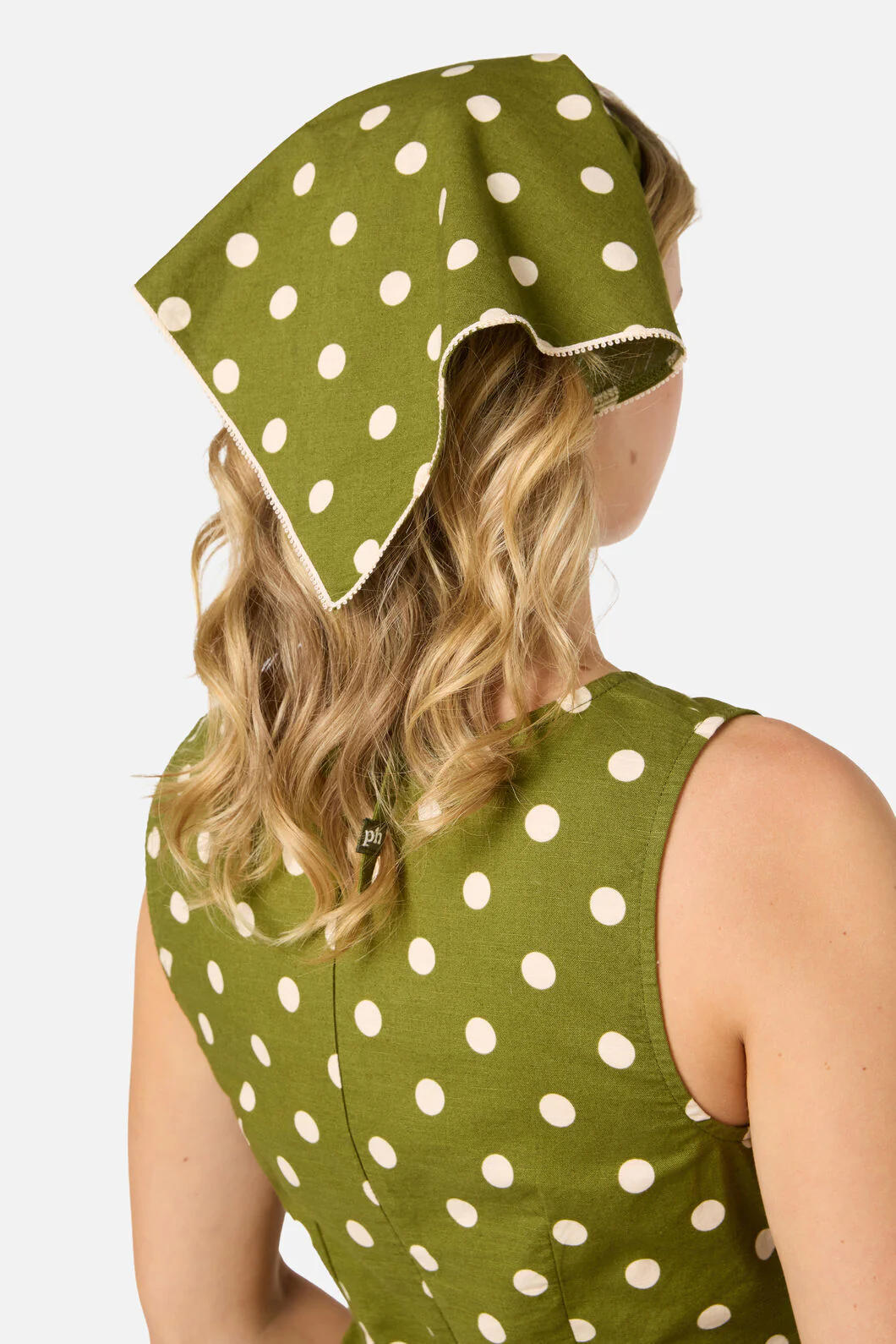 Olive Spot Head Scarf - Image 3
