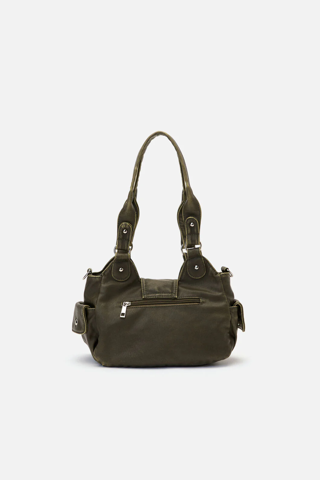 Olive Vintage Buckle & Stud Bag - Image 6