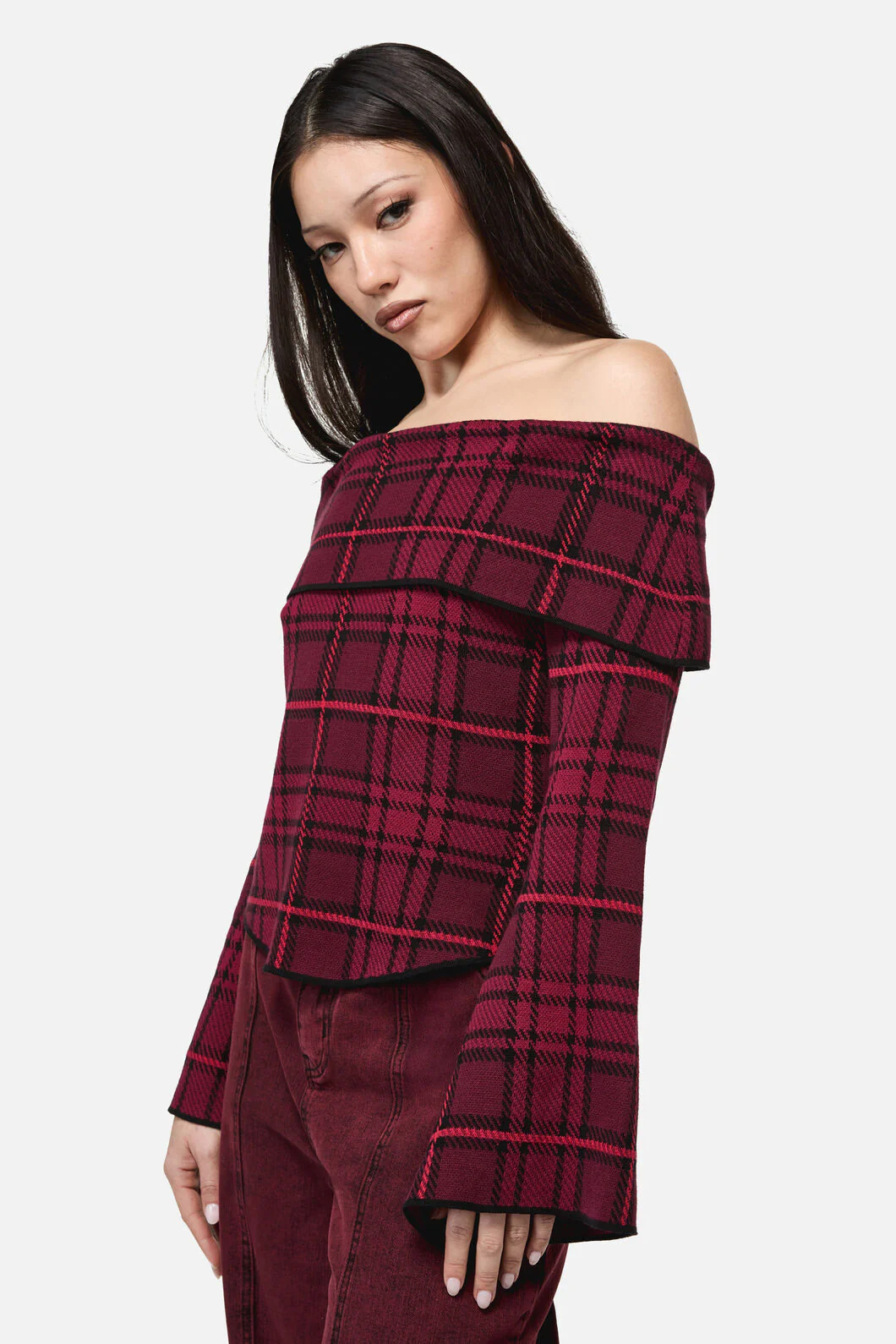 Over It Tartan Knit Top - Image 10