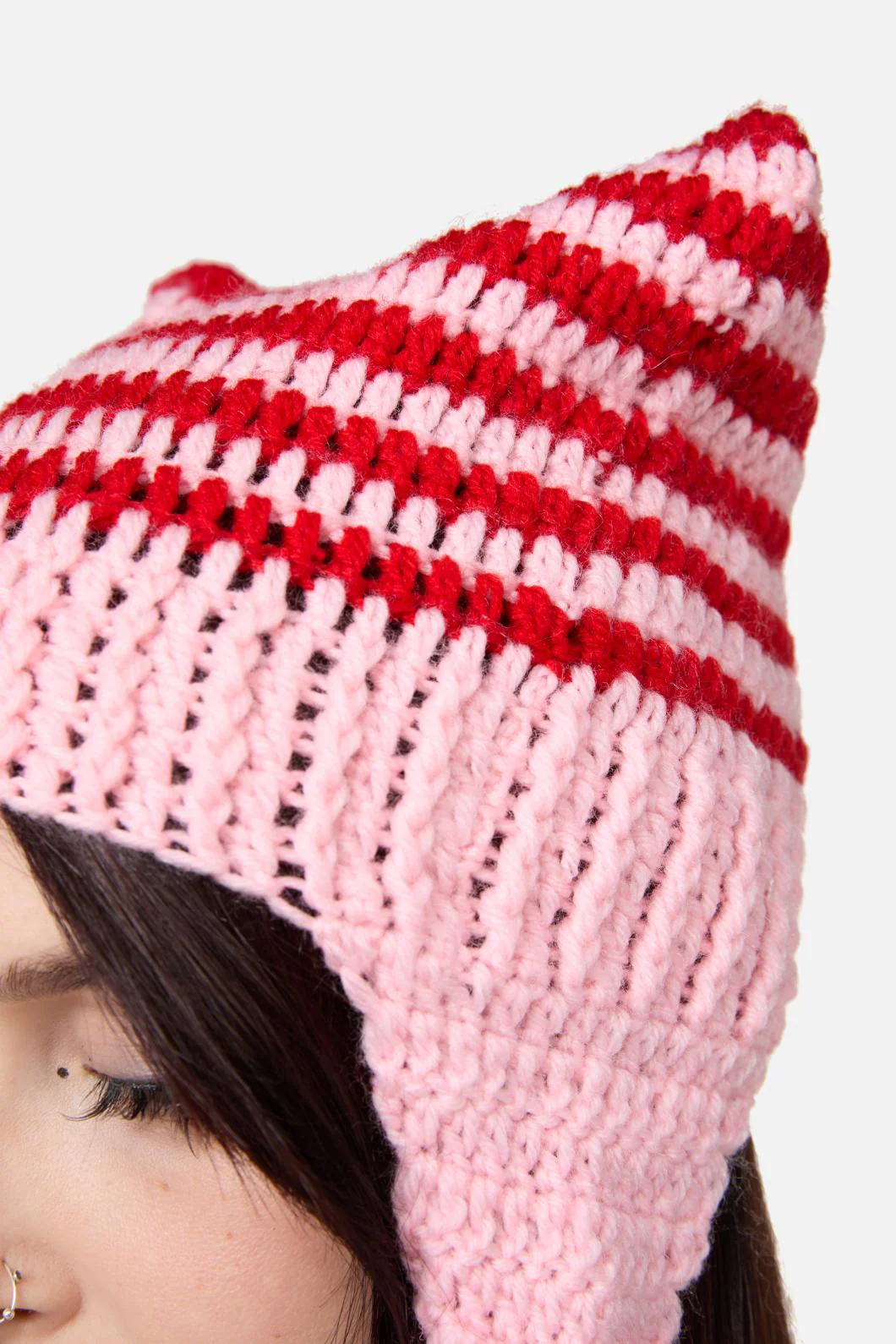 Pink Red Stripe Star Beanie - Image 2