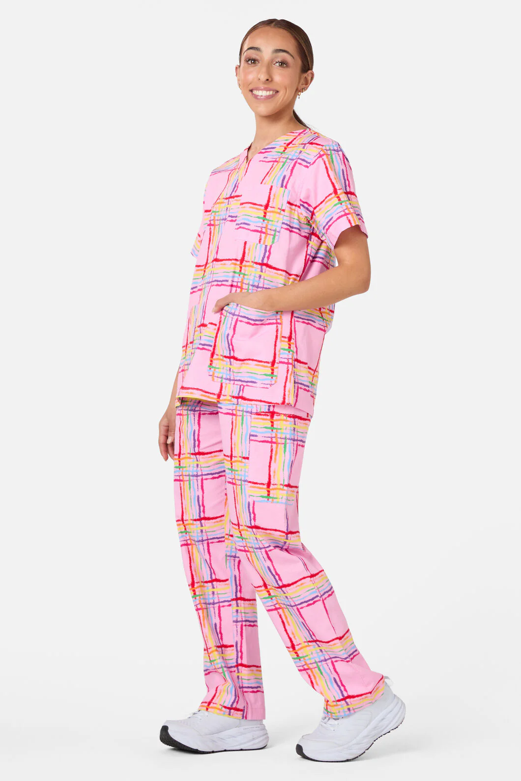 Pink Tartan Scrub Set - Image 4