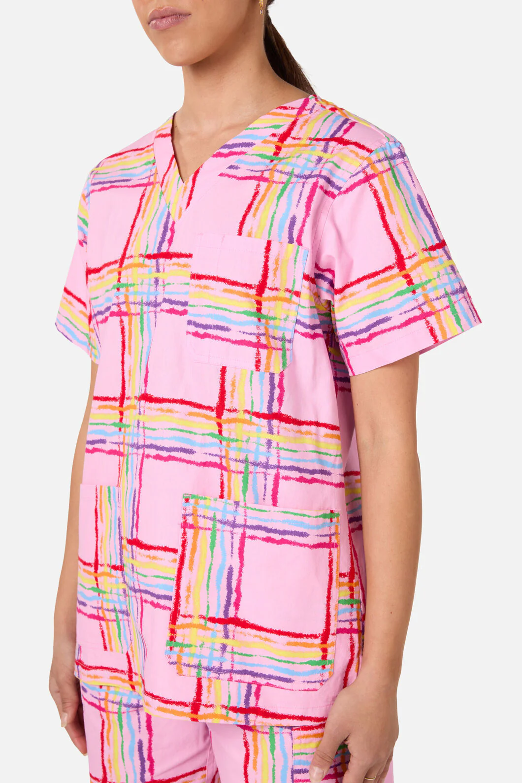 Pink Tartan Scrub Set - Image 7