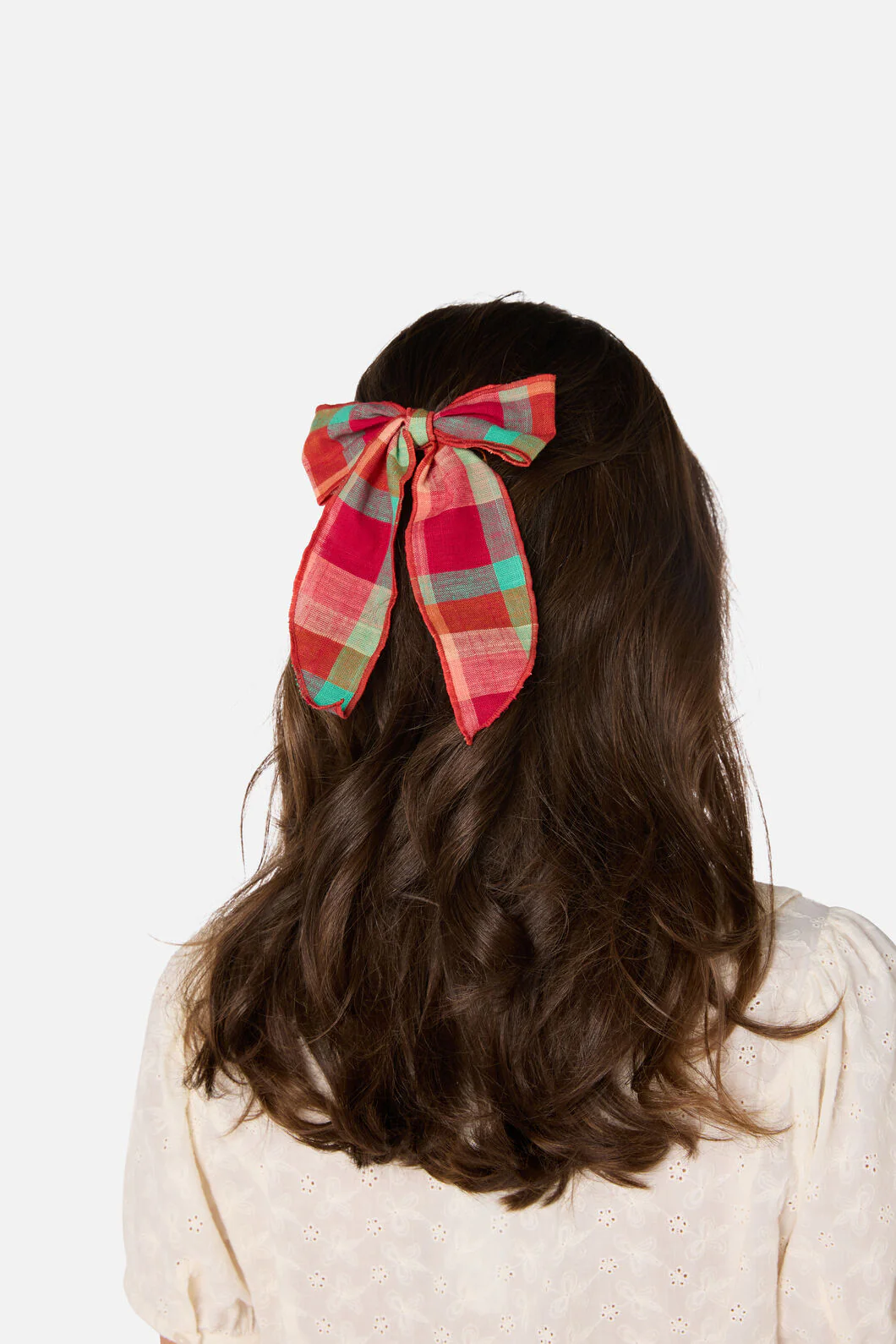 Piper Check Barrette Bow