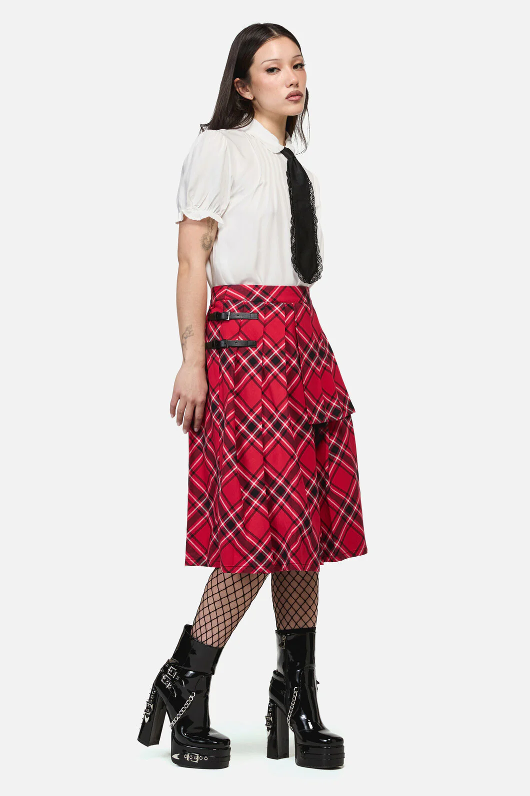 Piracy Punk Tartan Midi Skirt - Image 2
