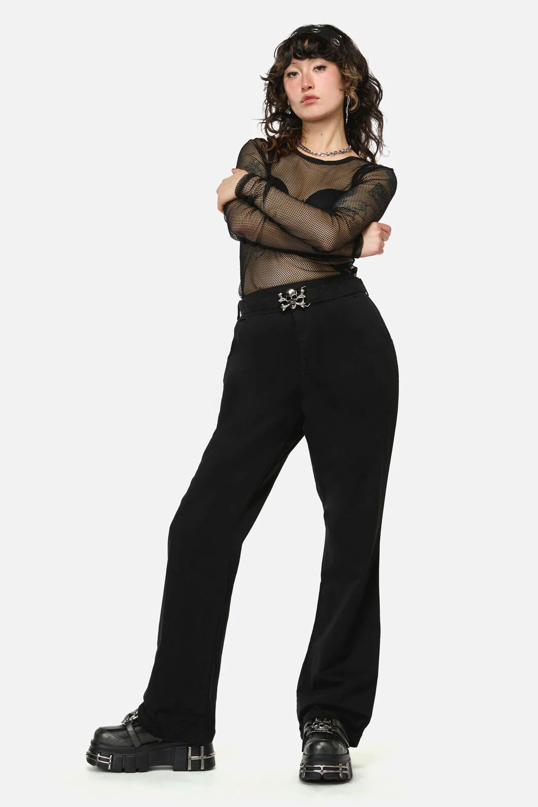 Pirate Skull Trim Goth Flare Pant