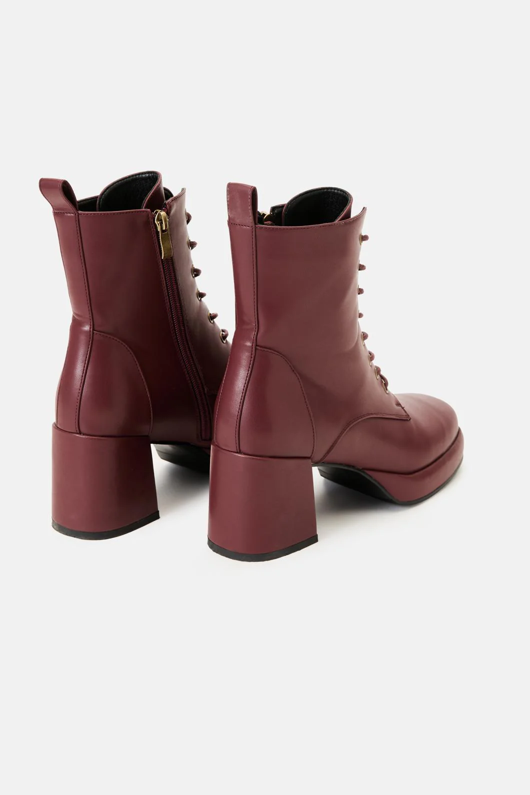 Plum Platform Lace Up Boot - Image 4