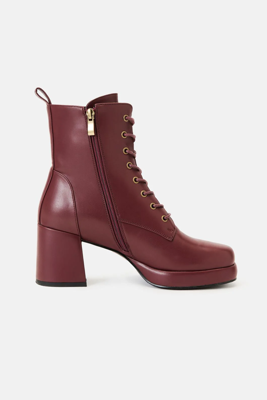 Plum Platform Lace Up Boot - Image 5