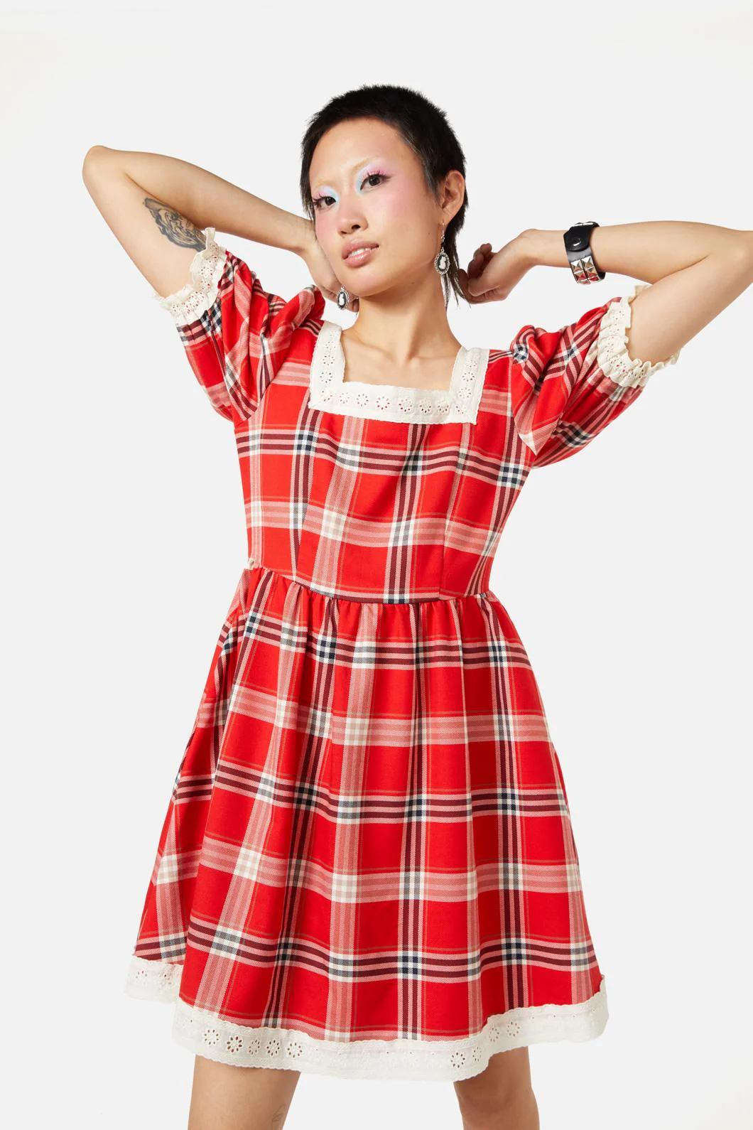 Queen Of Cats Tartan Dress - Image 3