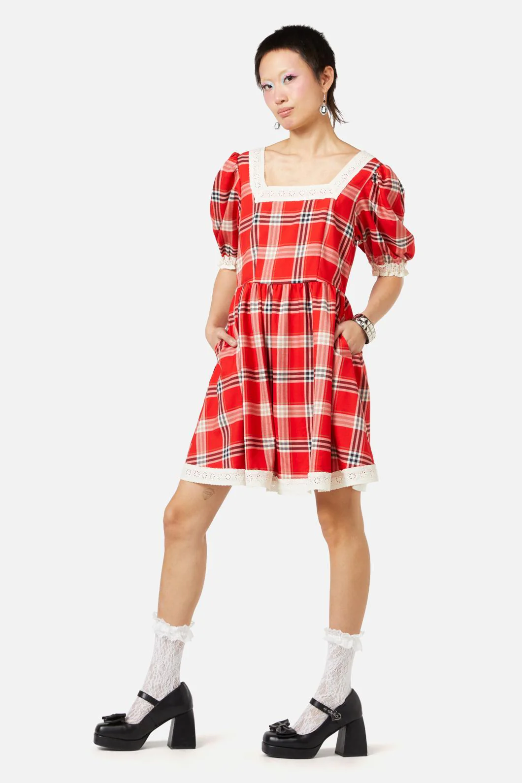 Queen Of Cats Tartan Dress - Image 4