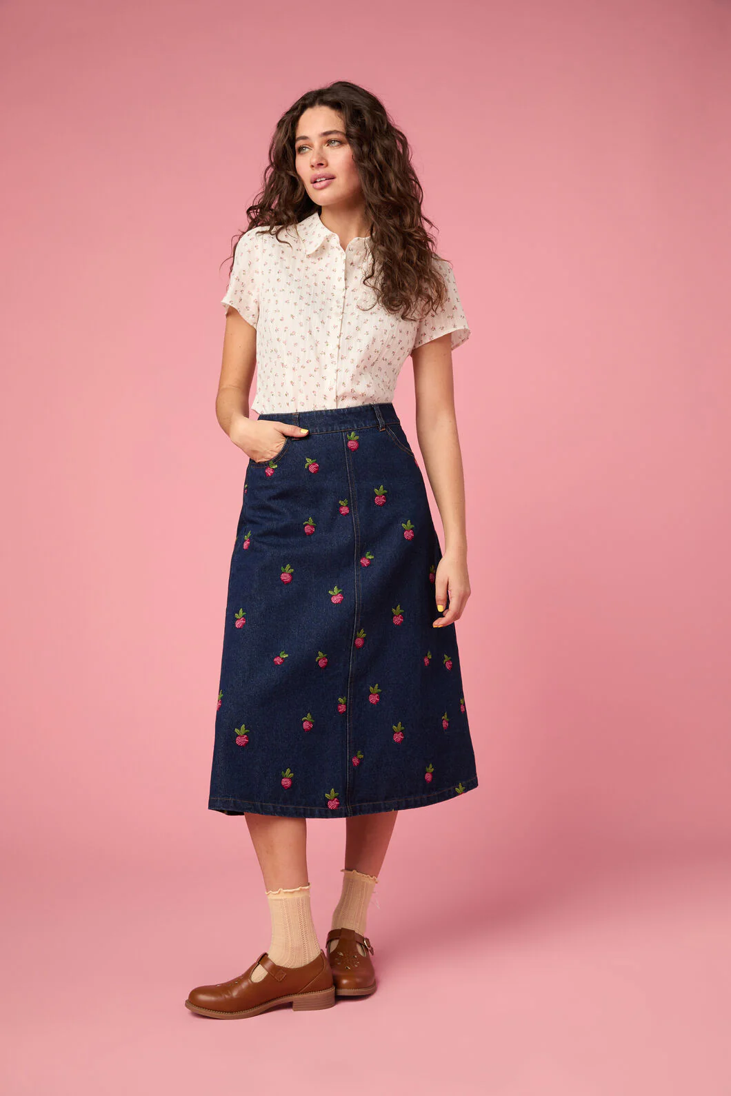 Radish Emb Denim Skirt - Image 3