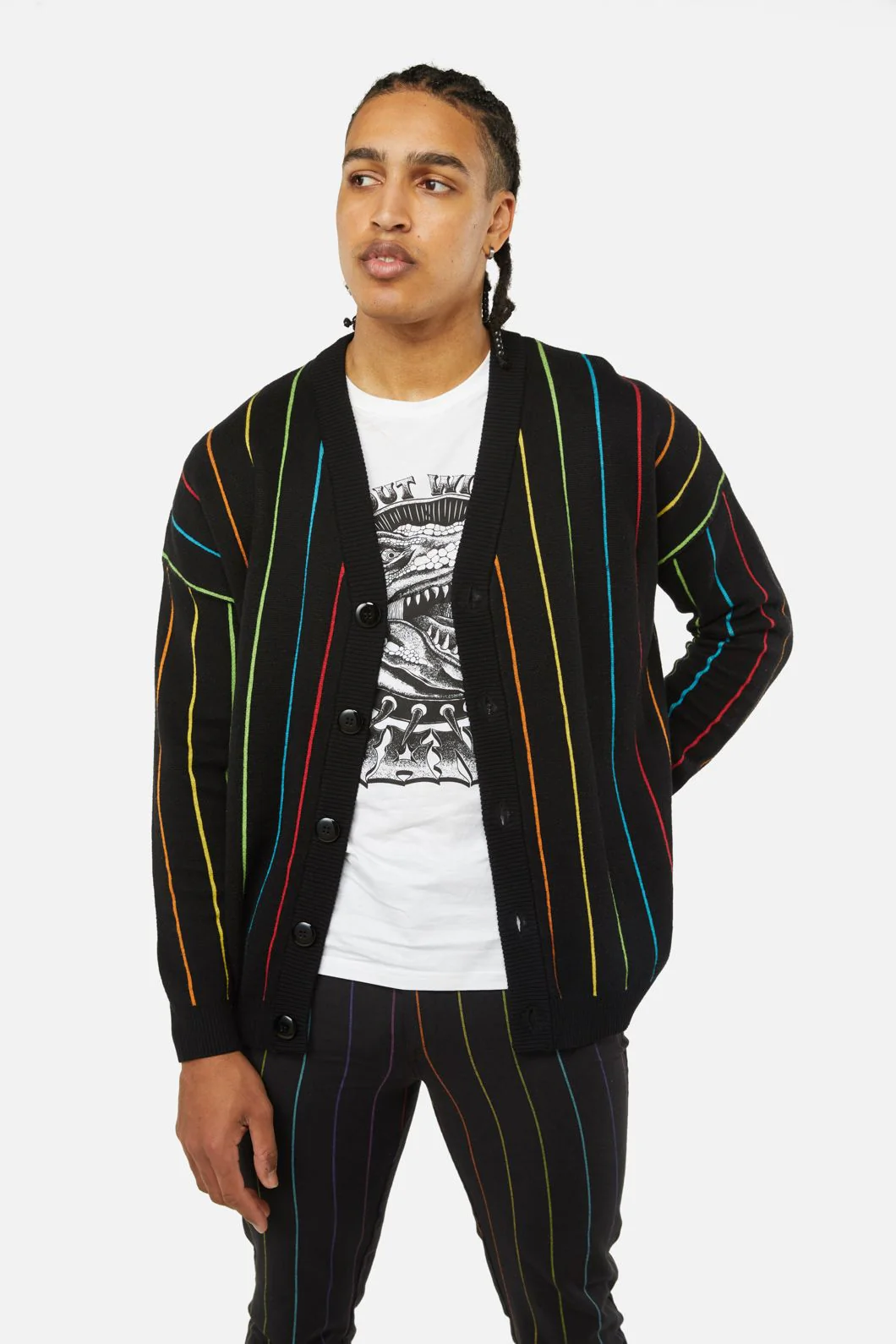 Rainbow Pin Stripe OS Cardi - Image 5