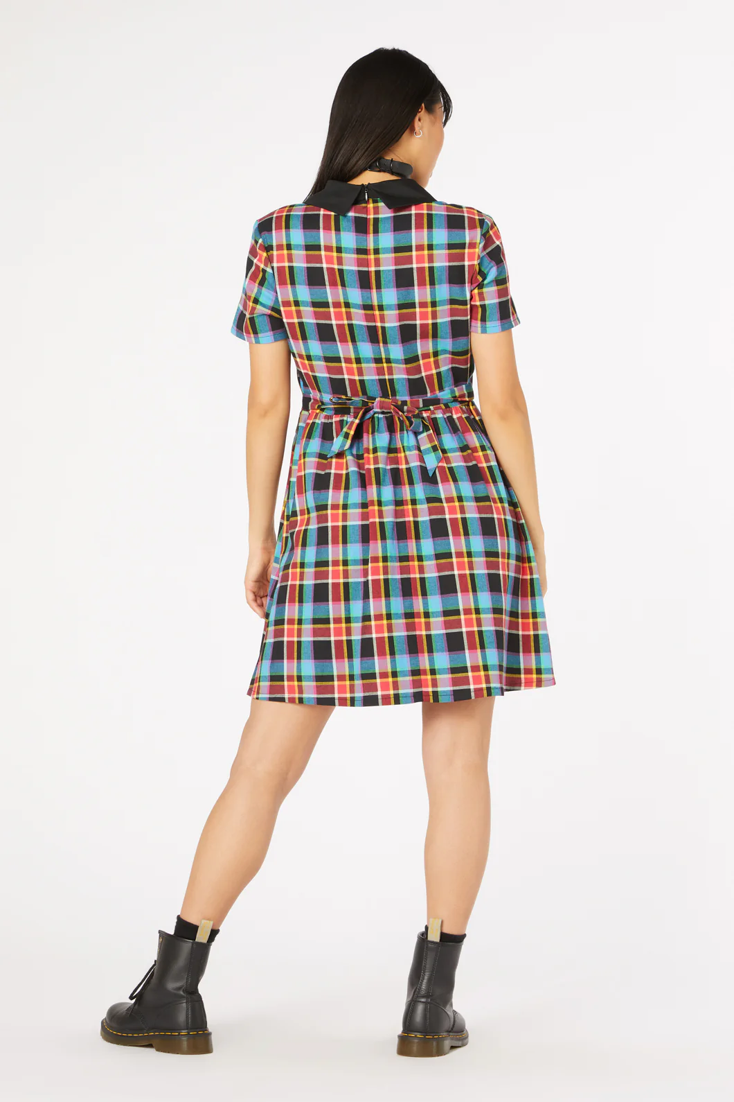 Rainbow Tartan Shirt Dress - Image 4