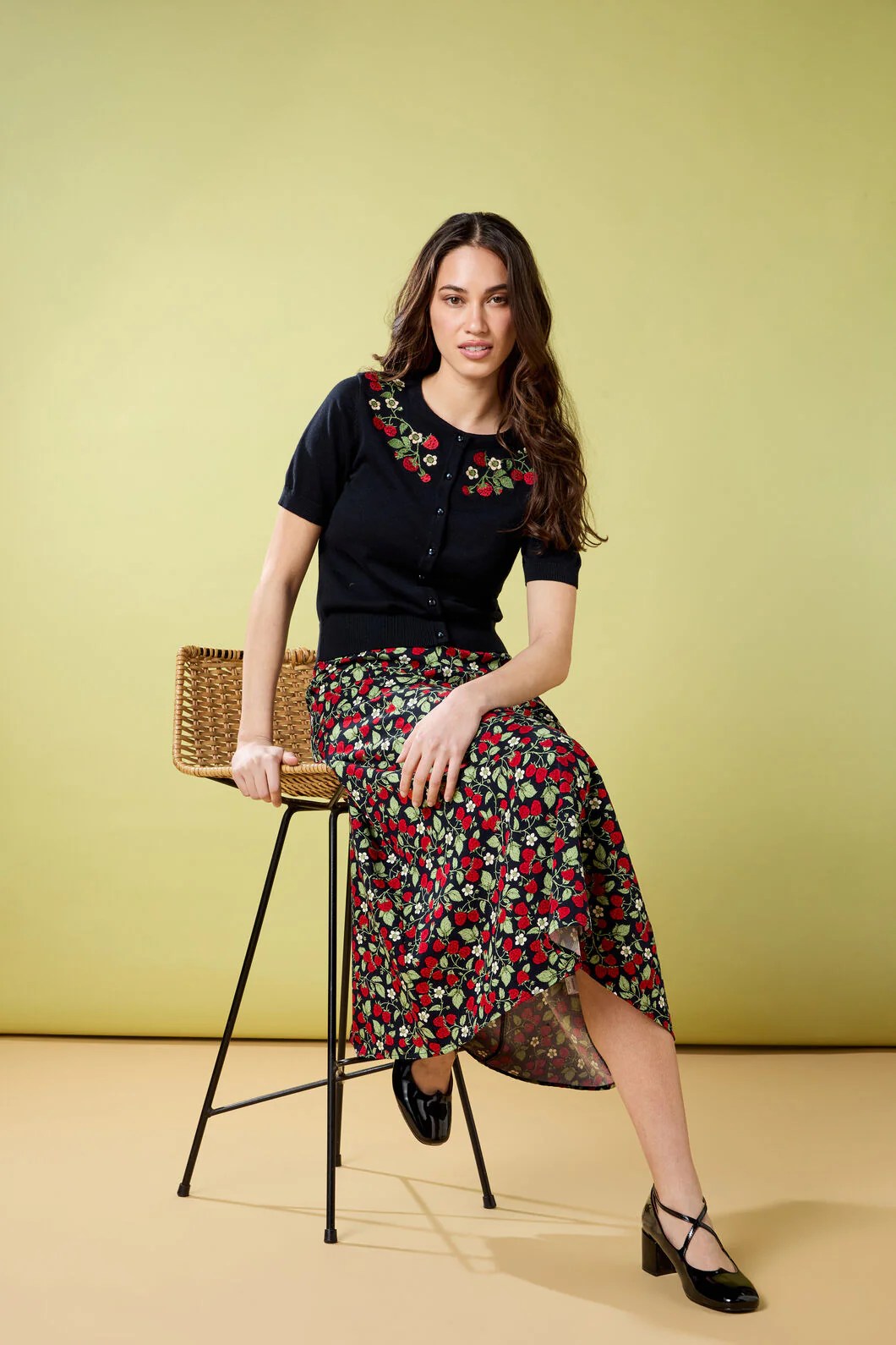 Raspberry Embroidered Cardigan - Image 4
