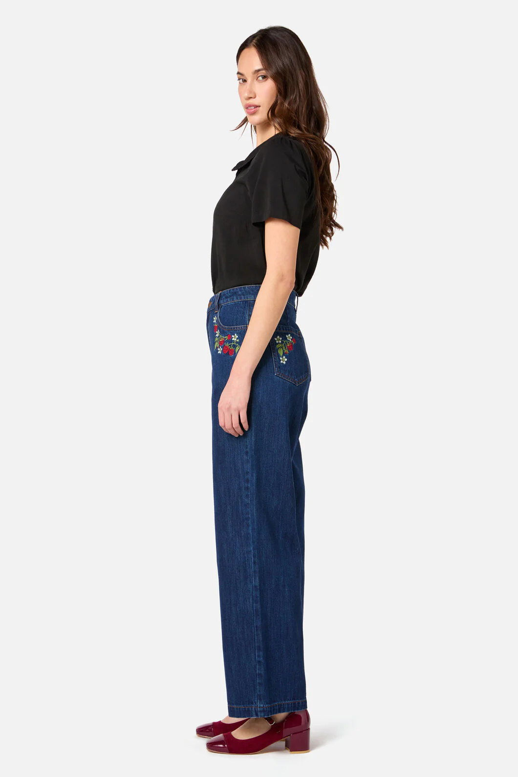 Raspberry Embroidered Jean - Image 5