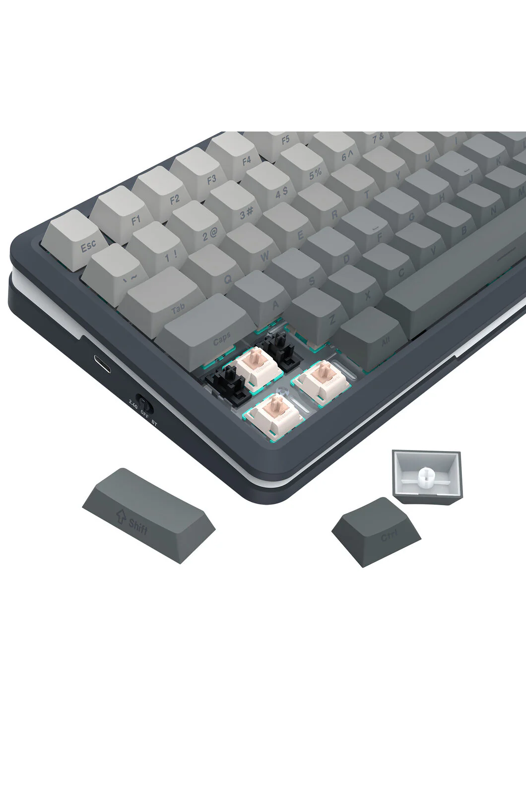 Redragon K708GG RGB Pro Fleact Charcoal 75% LCD Gasket Wireless Mechanical Keyboard - Image 17